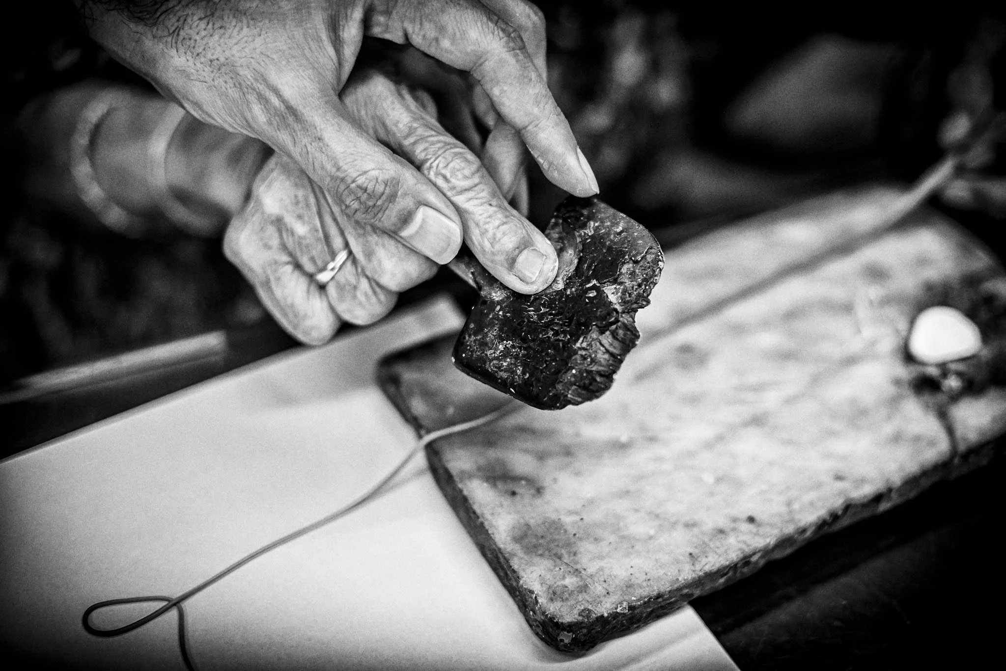Mdm Tan has been using the same wooden spatula since she started rolling sandalwood dough at 70 years ago.