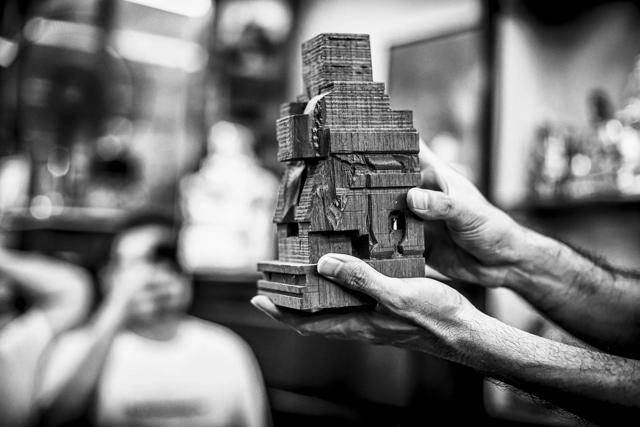 Beginning from an unassuming block of camphor wood, a statue takes about a month of painstaking work to complete.