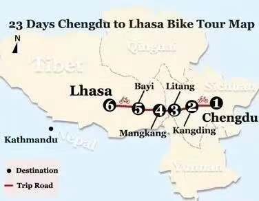 Seth Harvey: The cycling route from 成都 [Chéngdū] to Lhasa, which he recommended for one of his students.