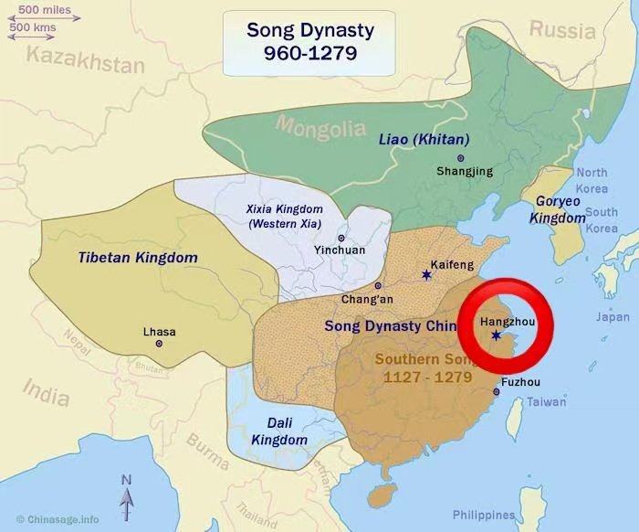 Chen Haoru: Present-day 杭州 [Hángzhōu] was capital city of the Southern Song Dynasty (1127-1279), when it was known as 臨安 [Lín'ān].