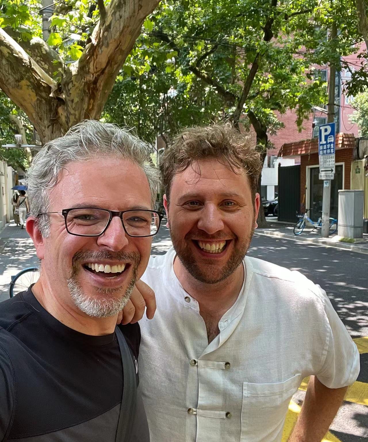 Björn and Oscar reconnected on the streets of Shanghai last week.