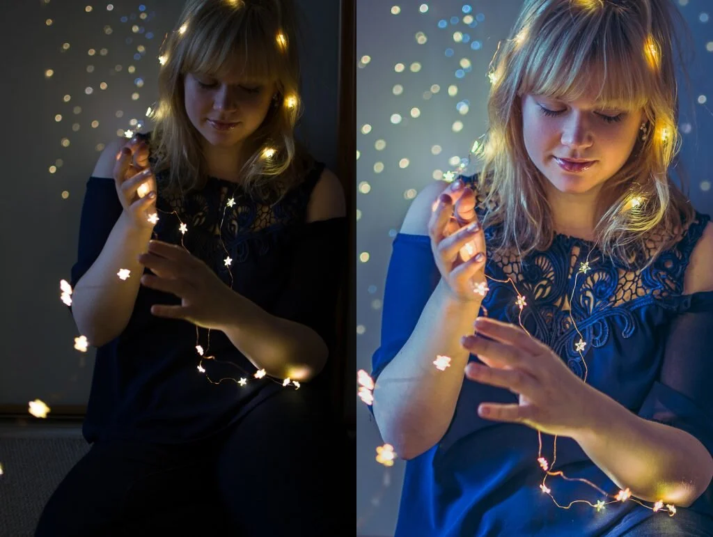 Editing fairy lights portraits