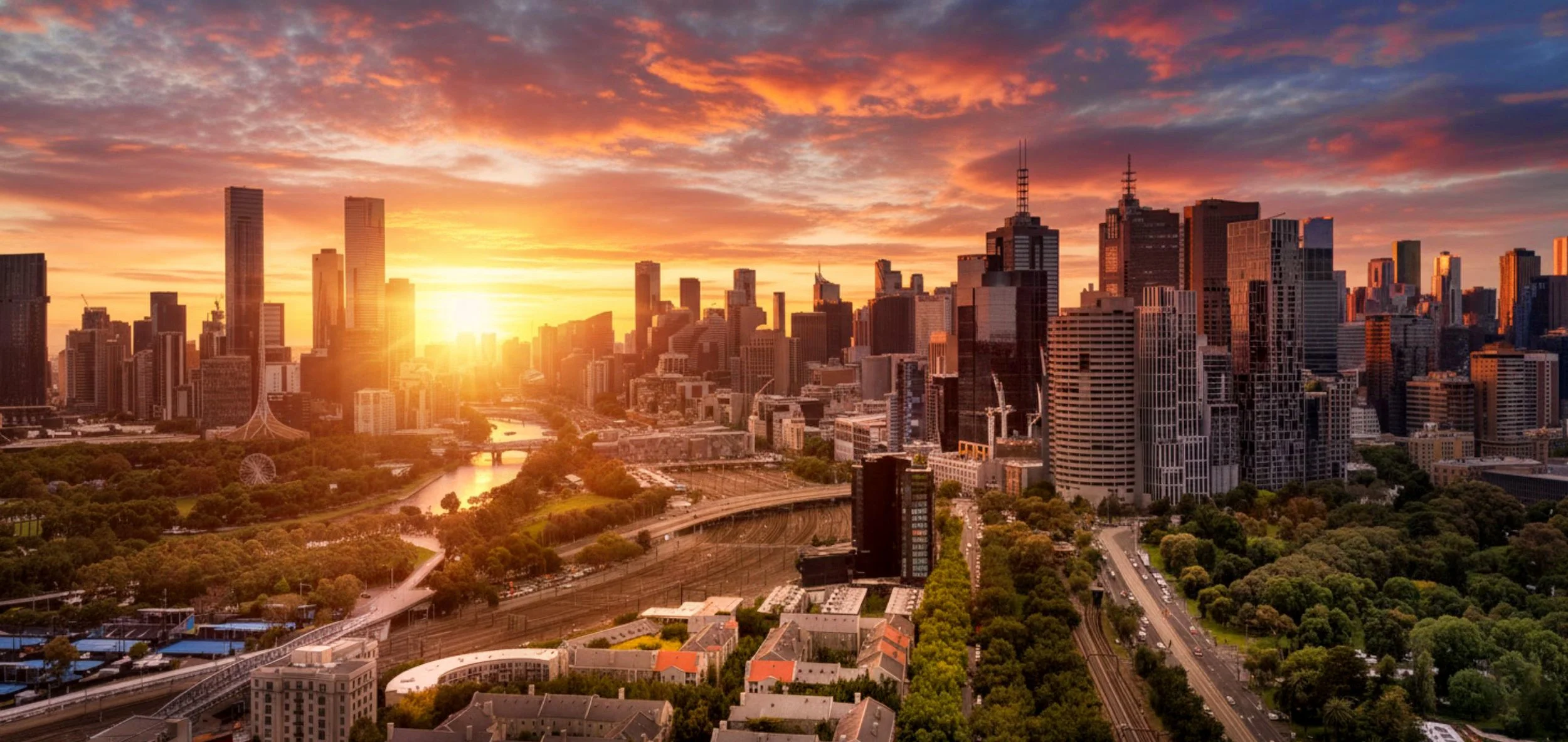 Melbourne City at Sunset