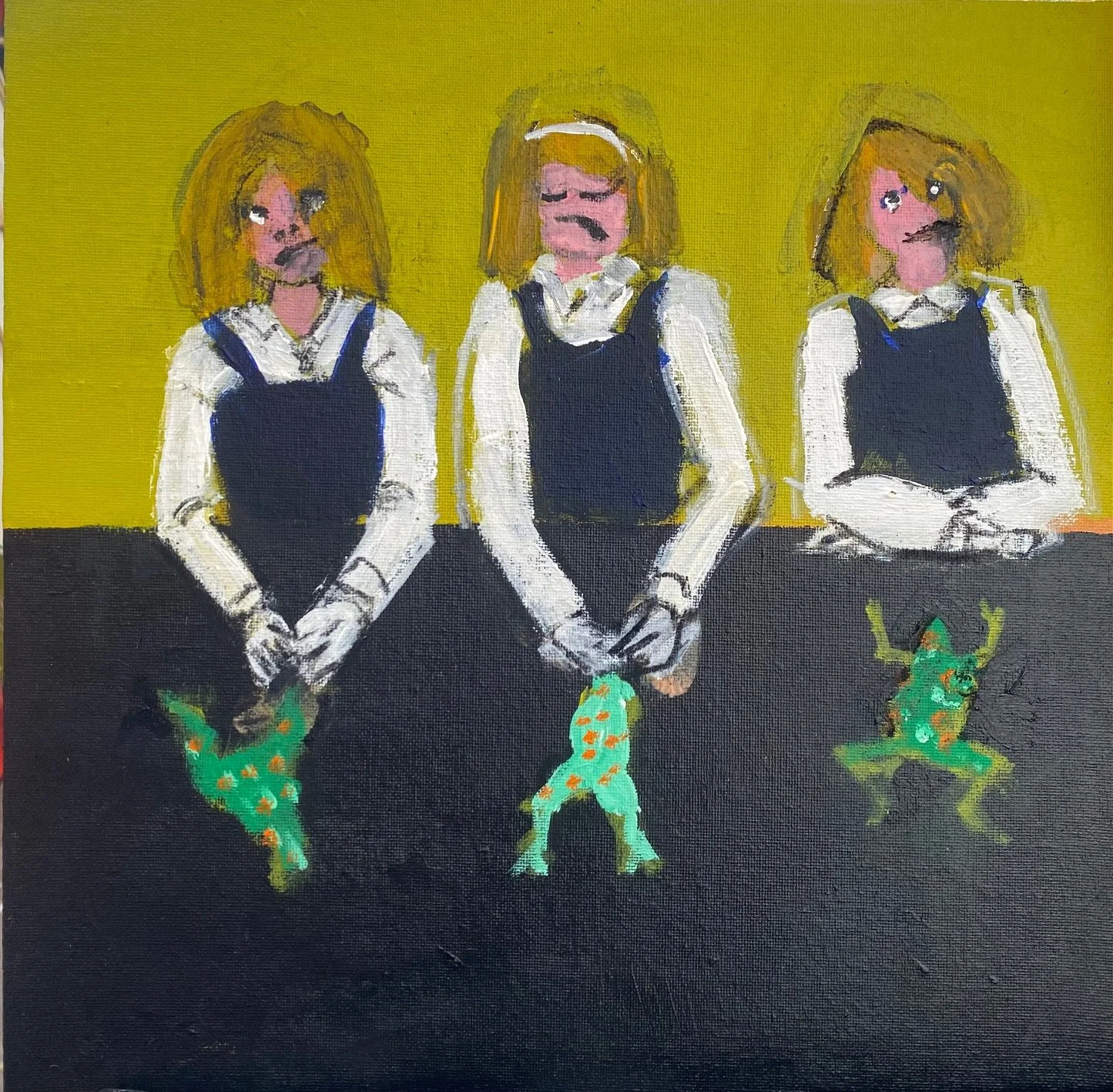  3 gilrs disecting frongs        . 