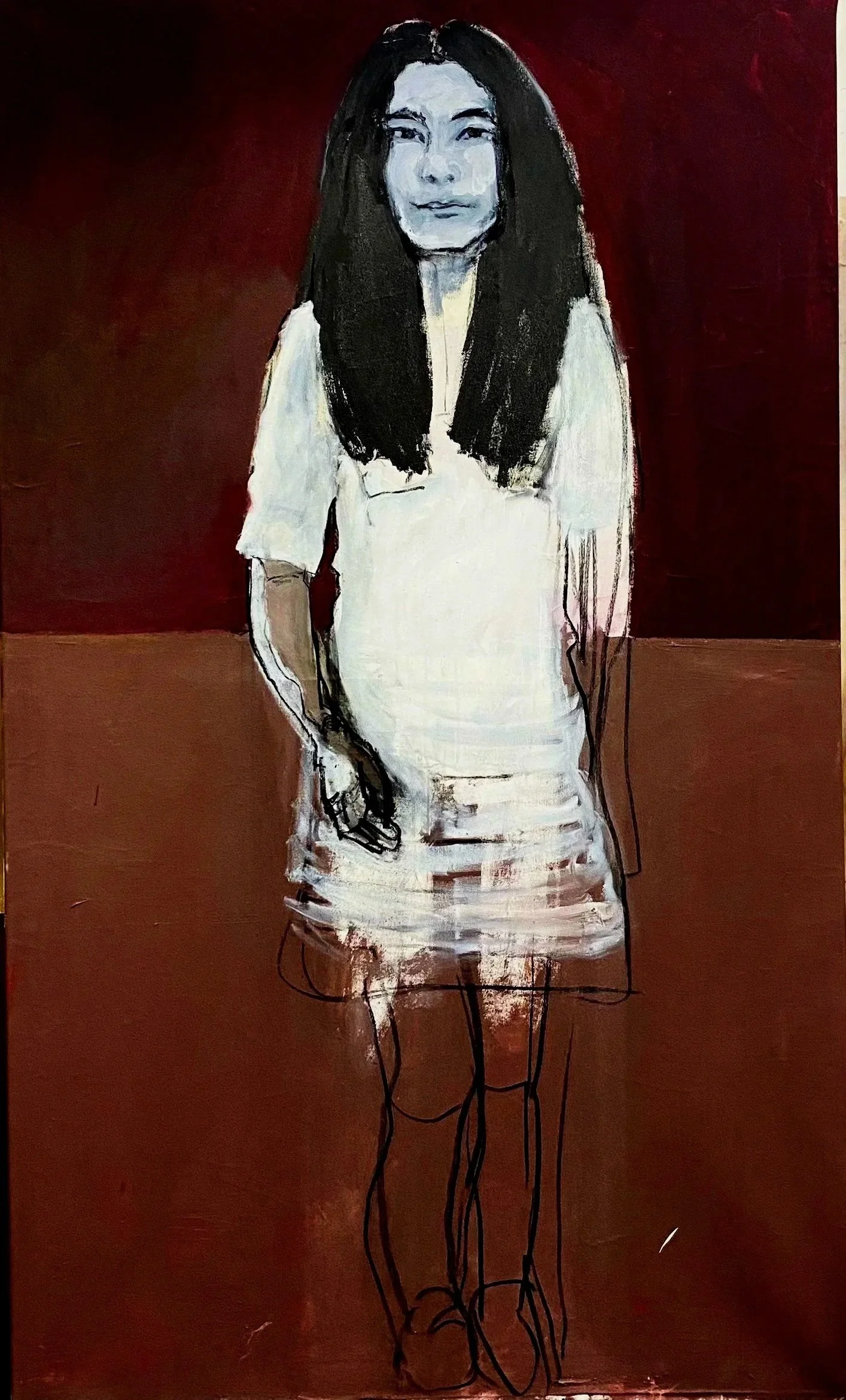  Yoko Ono - acrylic and oil glaze on canvas        . 