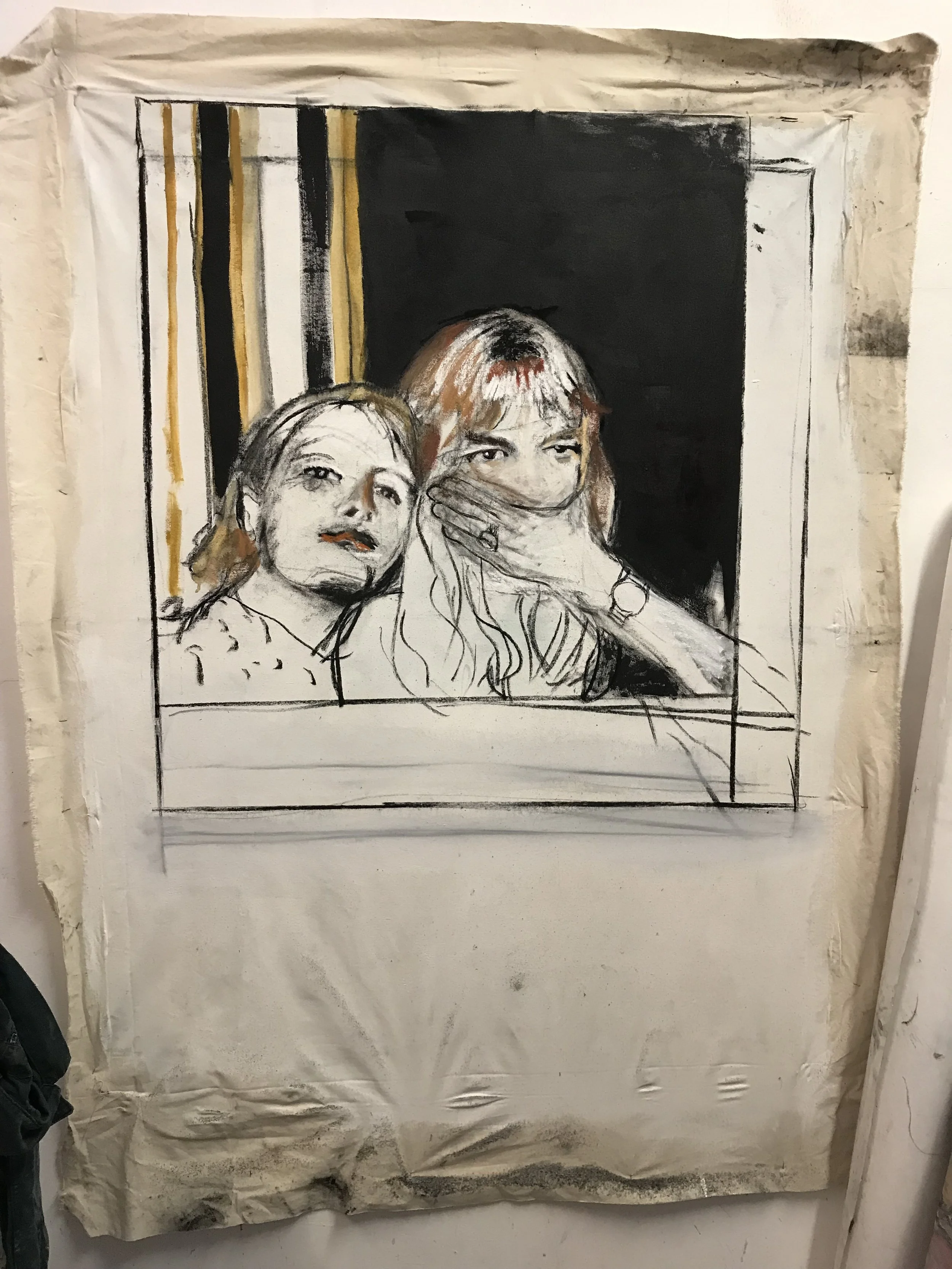 gina and charlene unframed with charcoal and dirt.jpg
