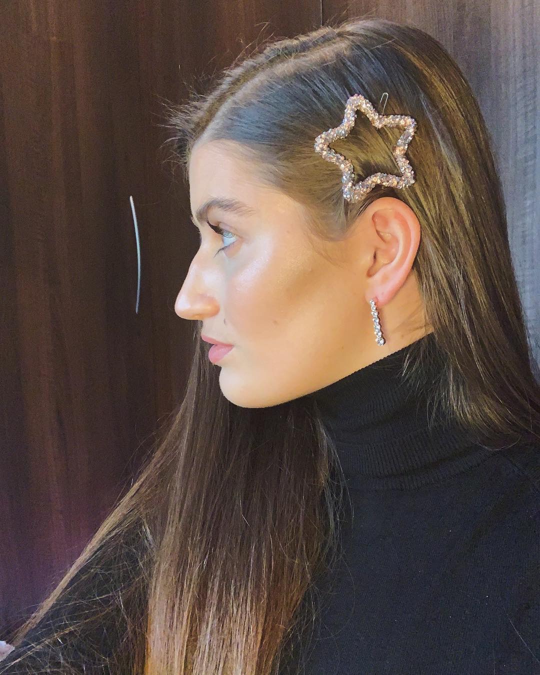 Rhinestone Star Hair Clip - Pink/Silver/Charcoal Grey — Olivier Luxe  Accessories