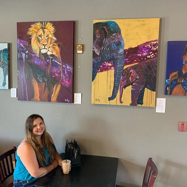 Just a reminder that @grovecoffeeaz is open everyday from 7AM to 2PM. My favorite drink there is definitely the chai tea! 🥰 All my work there is currently available other than two pieces that have sold:), which are marked. :) If you swipe right, you