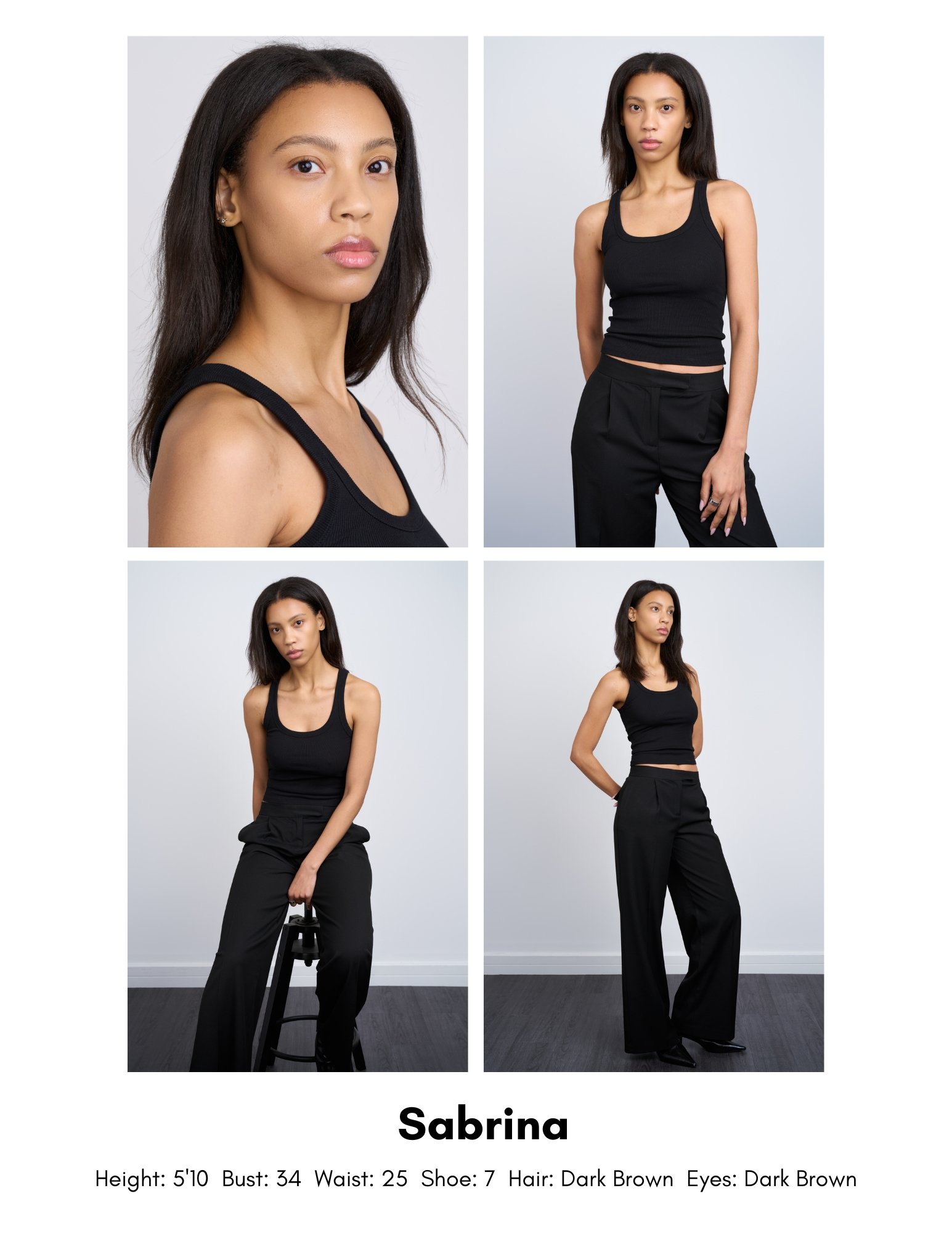 Sabrina Model Digital comp card by Iamheadshots based in South East London.