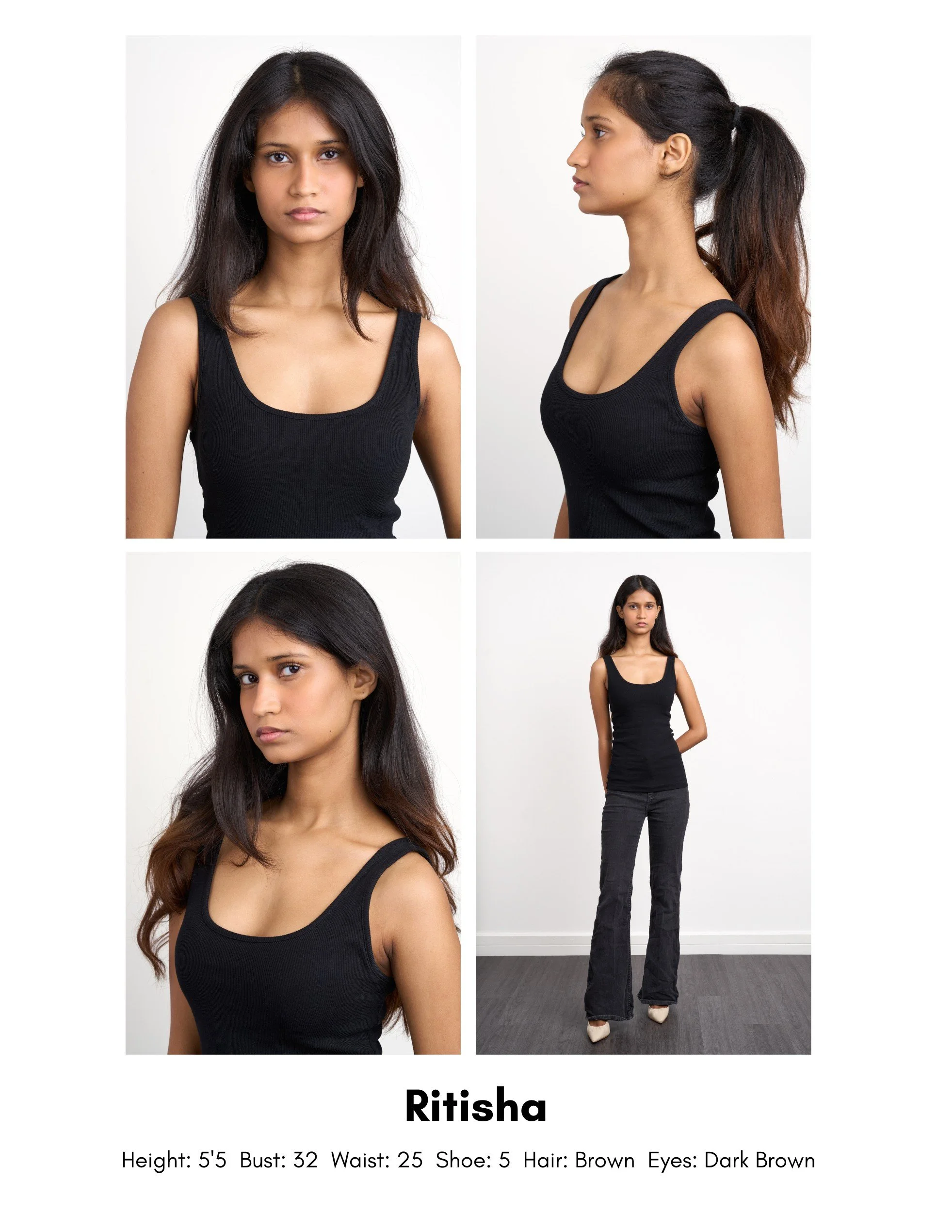 Model digitals and personalised comp card shot in London studio light
