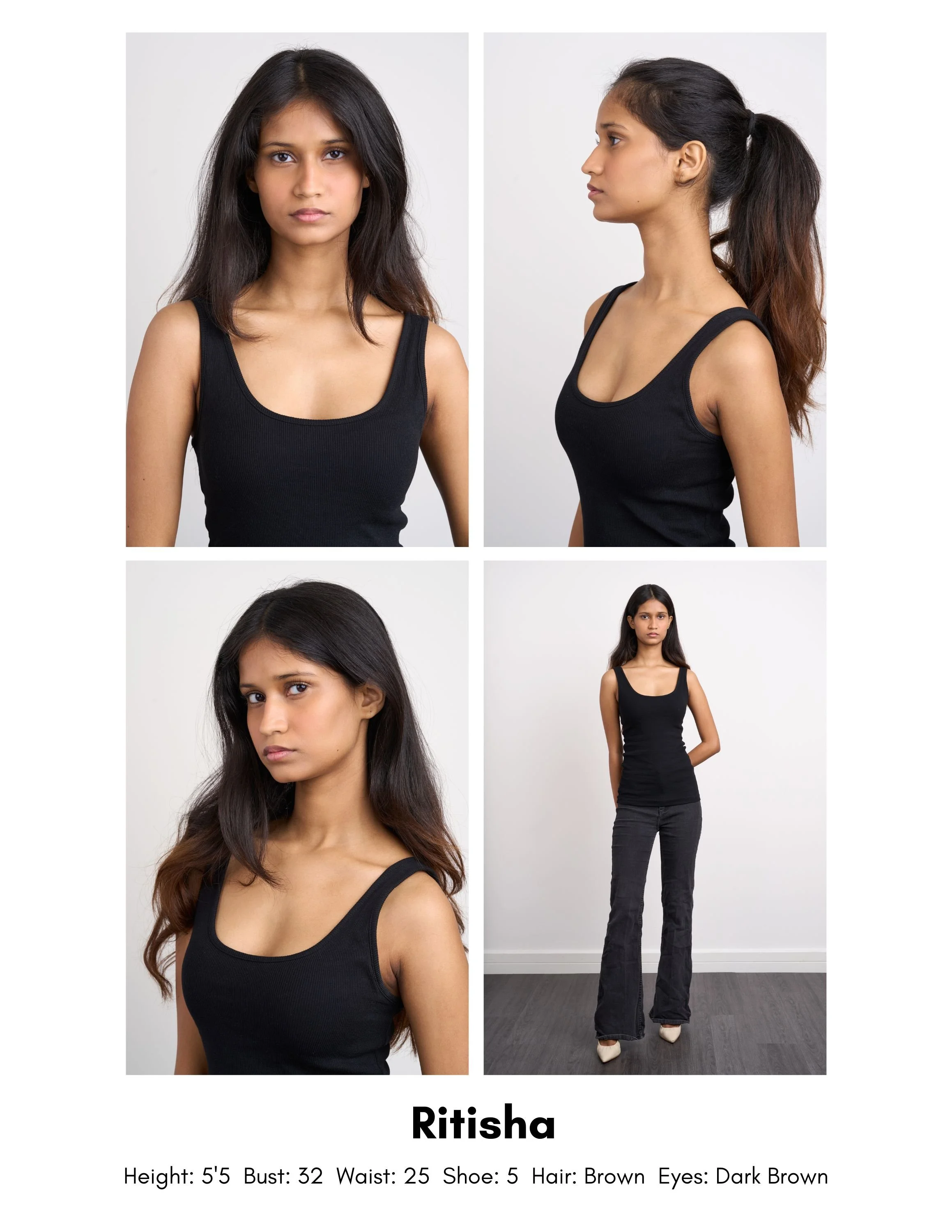 Model digitals and personalised comp card shot in London studio light