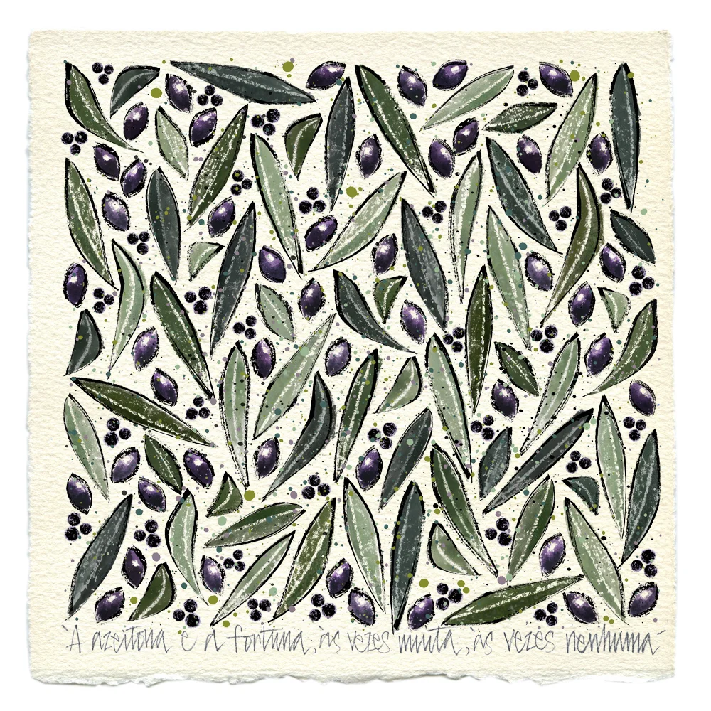 Paper print with azeitonas/olives design