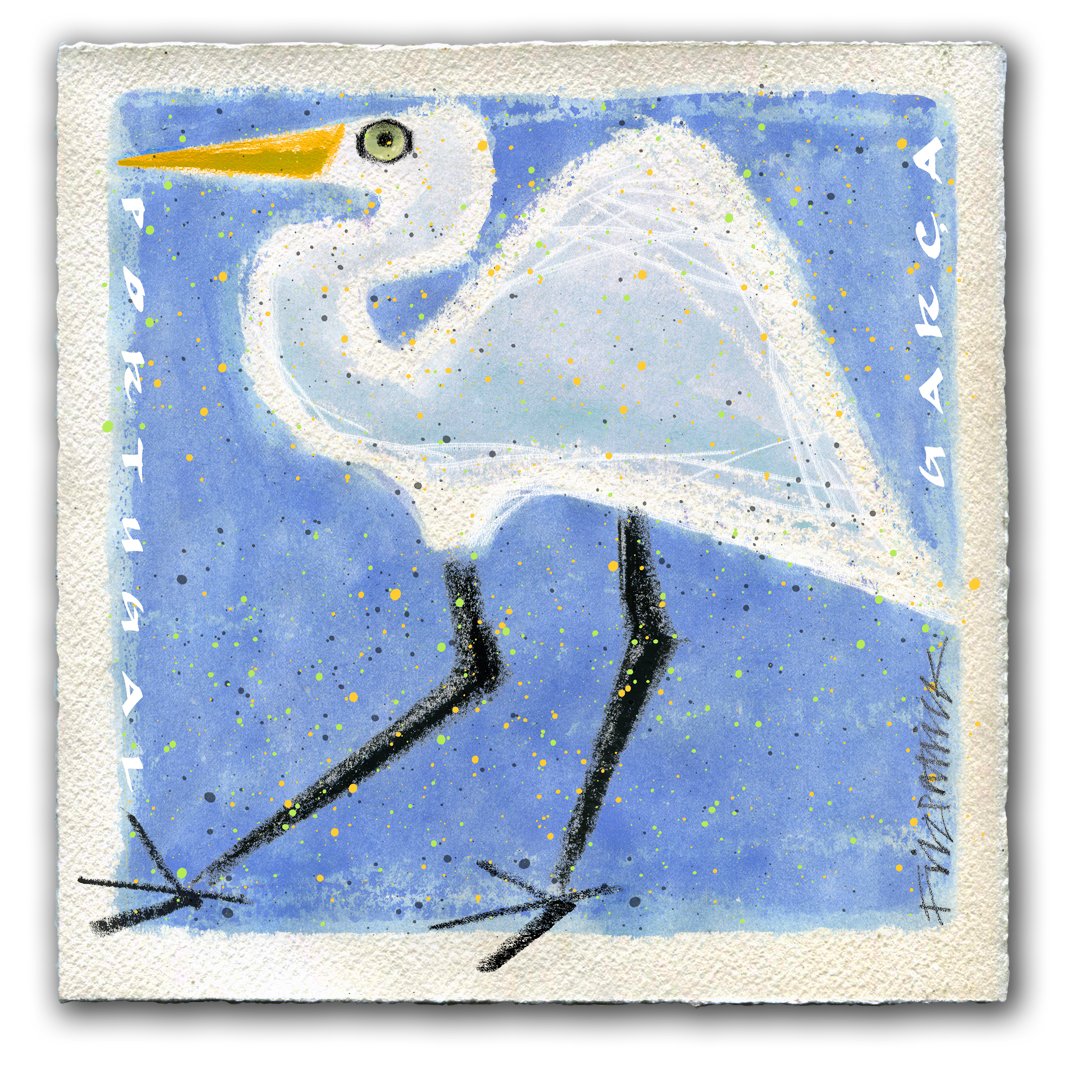 Paper print with egret design