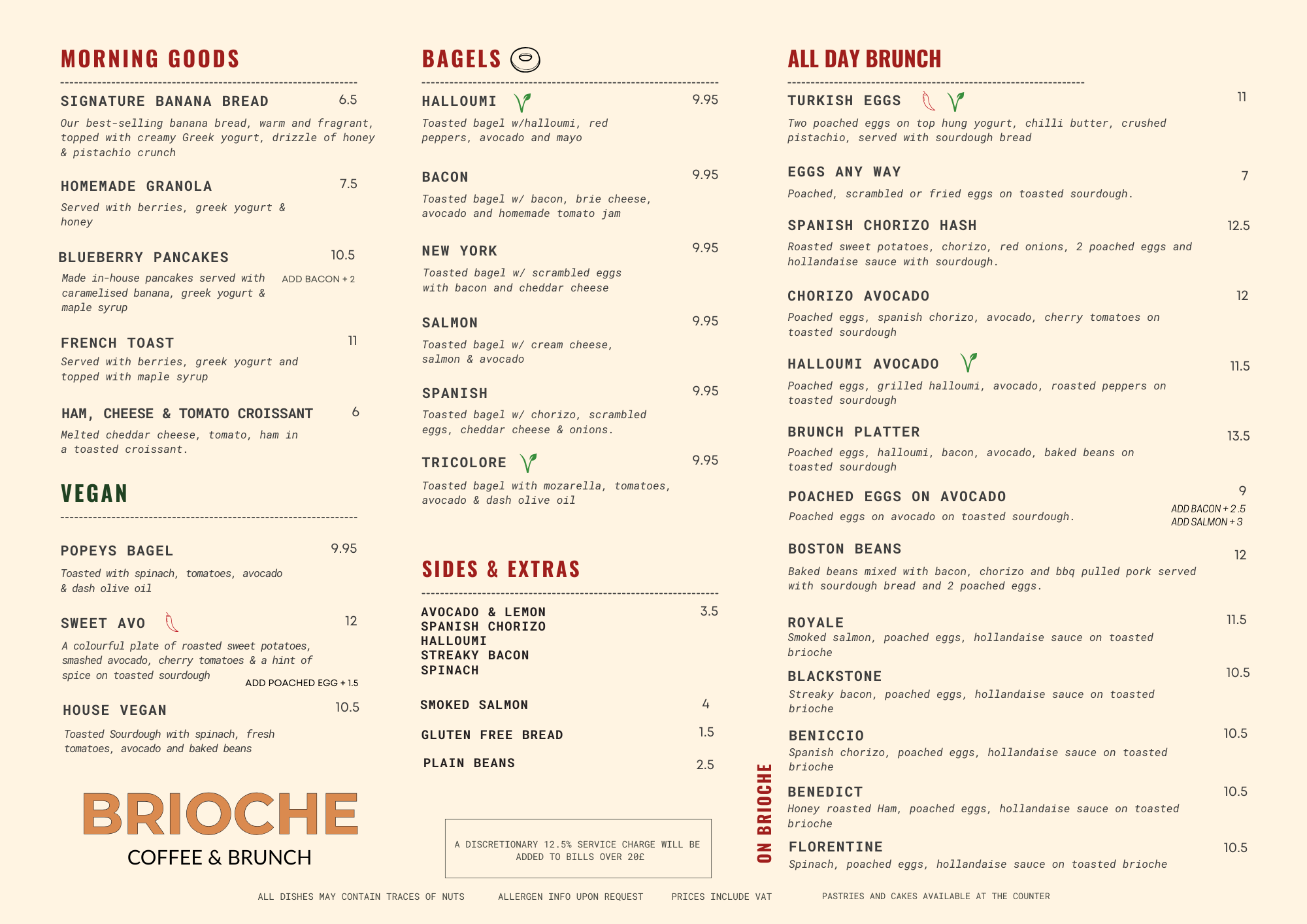 Brioche Food menu