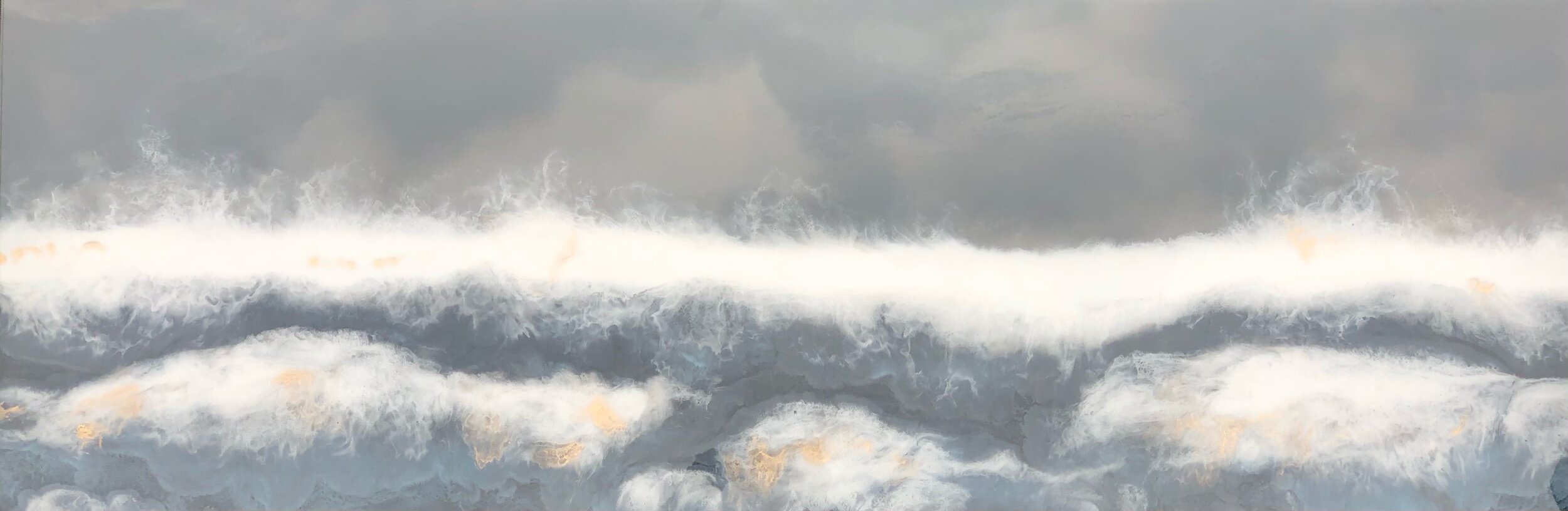 The Tempestuous SeaSOLD60'“x20” Resin and Mixed Media on a Cradled Wood Panel