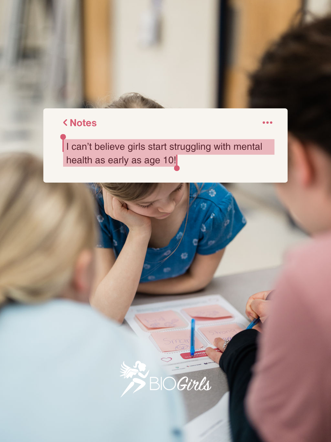 Caption: Ever wish there was something you could do to help build your girl's self-esteem? You don't have to do this alone. Register for our upcoming program at biogirls.org/register