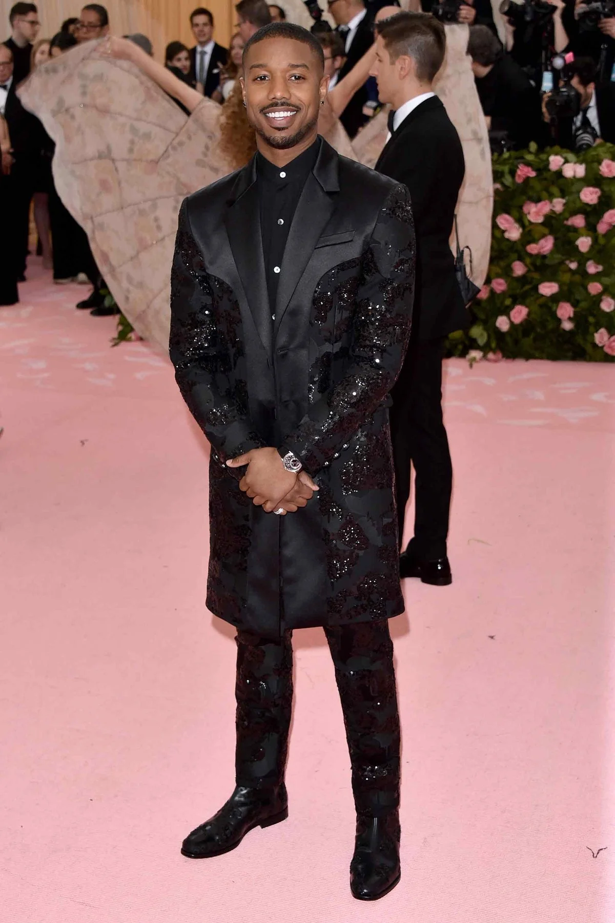 Michael B. Jordan in Coach at The 2019 Met Gala Celebrating Camp: Notes on Fashion at Metropolitan Museum of Art on May 06, 2019 in New York City. (Photo by John Shearer/Getty Images)