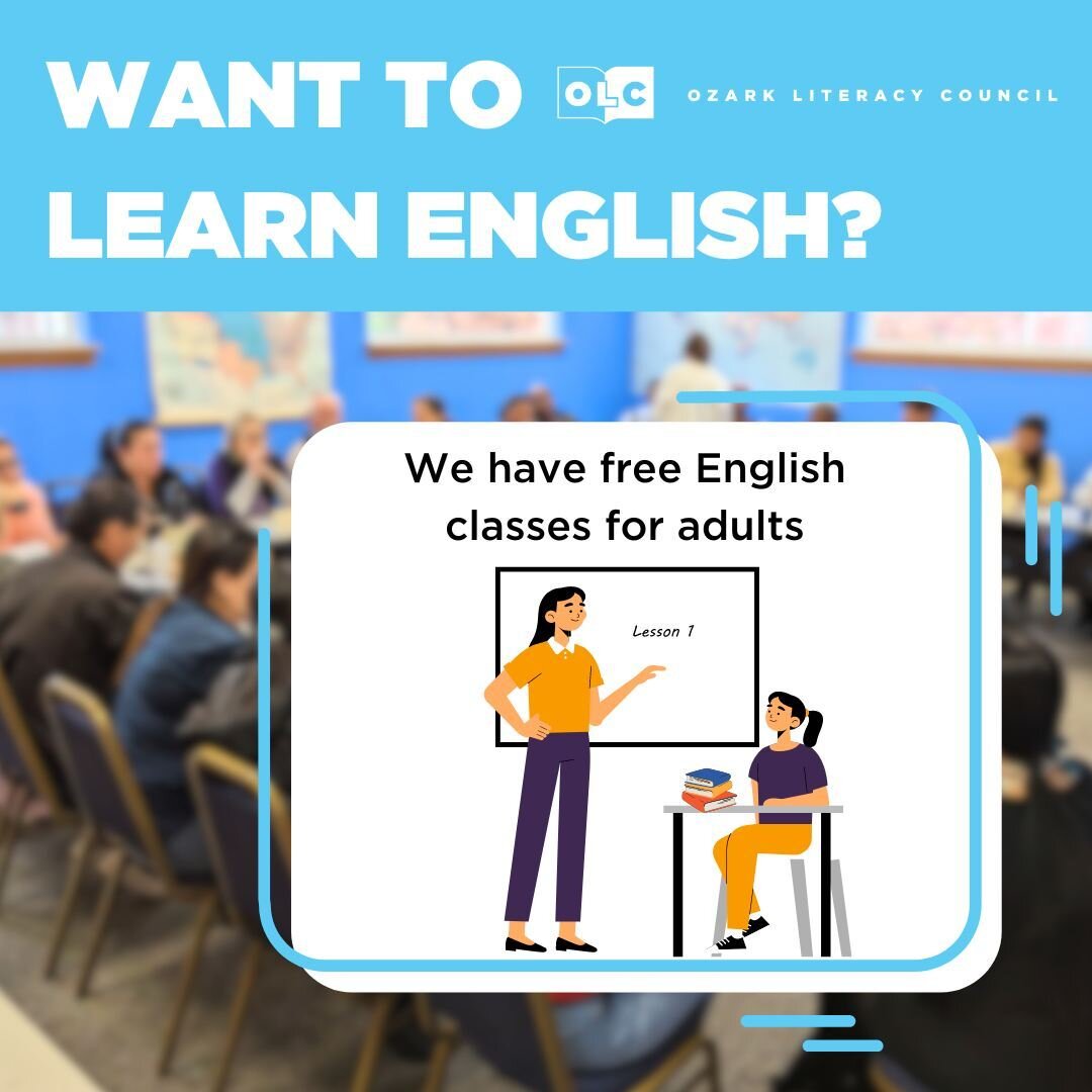 Want to learn English? We have FREE ENGLISH CLASSES. Fill out a form at 2596 N Keystone Crossing, Fayetteville, AR 72703.

See additional information on our website: https://www.ozarkliteracy.org/ (link in bio)

Have questions? Call (479) 521-8250 or