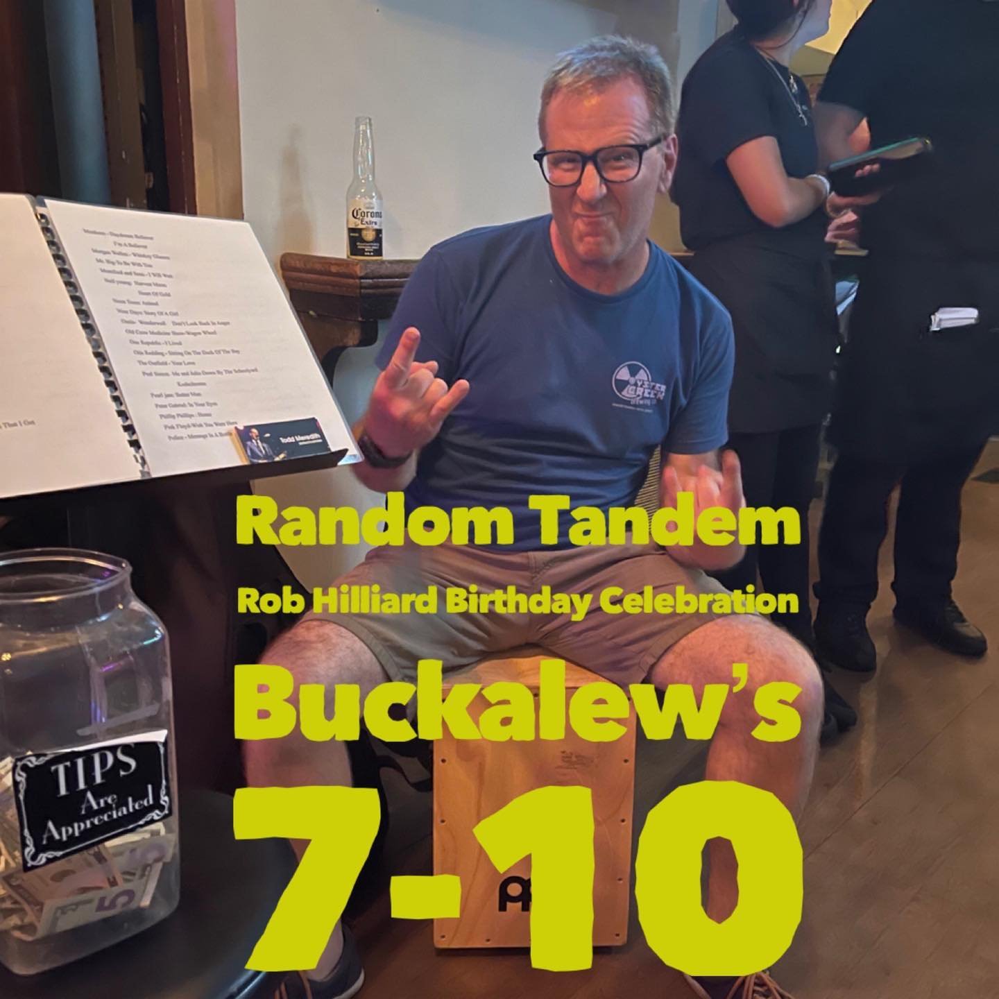 We didn&rsquo;t plan it this way - just happened to be when Buckalew&rsquo;s offered us gigs - but after tonight every member of @thirdwheelbops will have celebrated their birthdays with a gig @buckalewslbi. Tonight Rob and I go Random Tandem duo sty