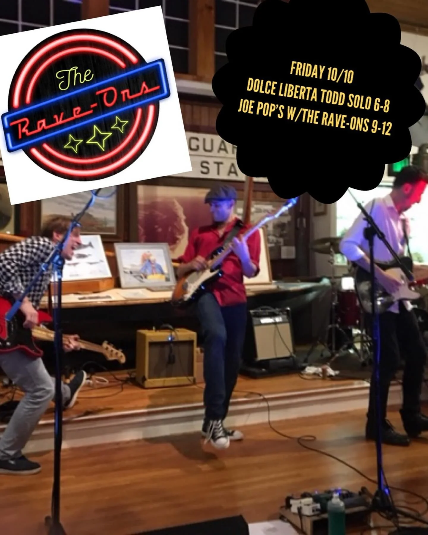 I&rsquo;ll be playing some quiet acoustic background tunes @dolceliberta_nj this evening from 6-8 and then rushing over to @joepopsshorebar for a louder more electrified experience with @theraveons from 9-12. Pick your poison!  #livemusic #manahawkin