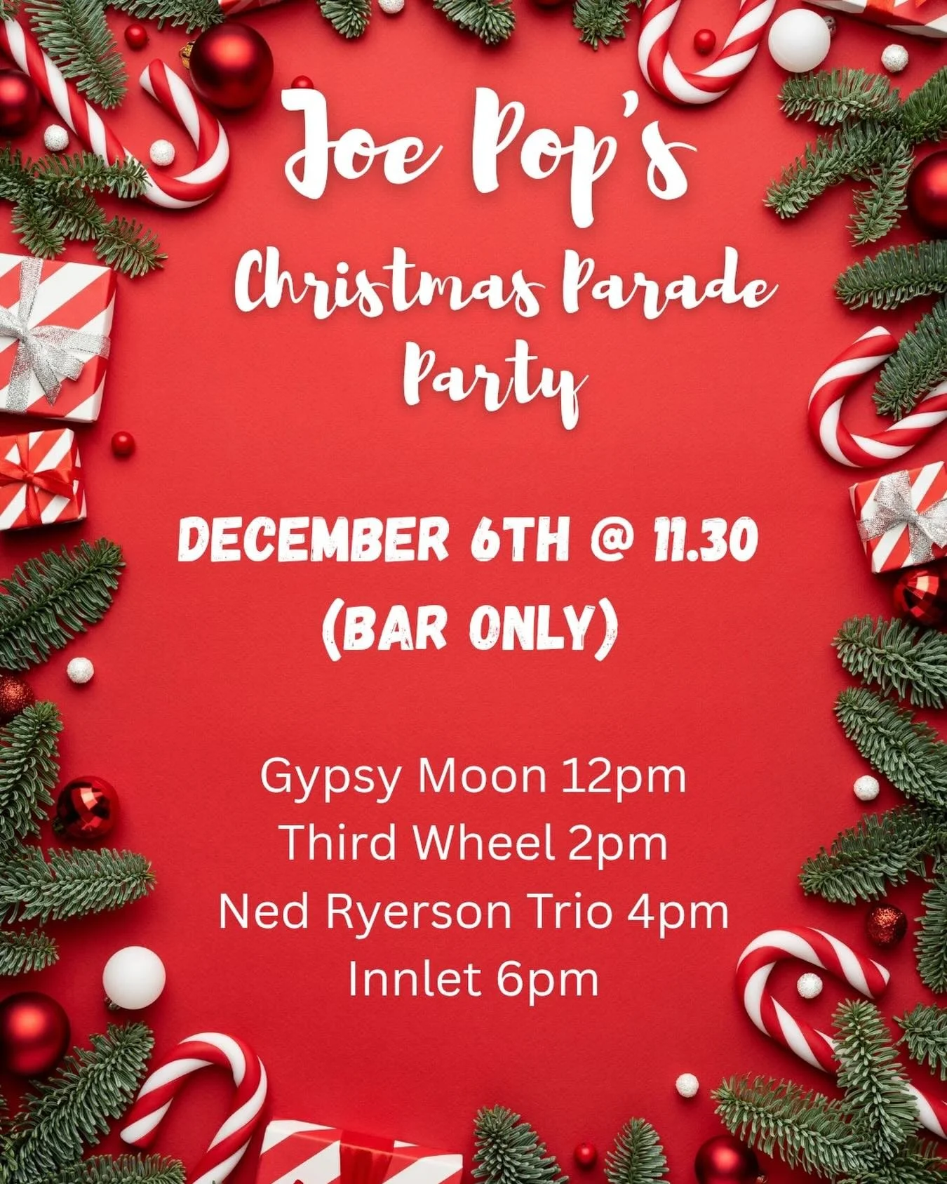 Jannah is still on baby hiatus but Rob and I will be providing holiday musical cheer @joepopsshorebar on Saturday at 2pm. Come for the parade and stay for the drinks and tunes. #lbi #christmas #parade #livemusic