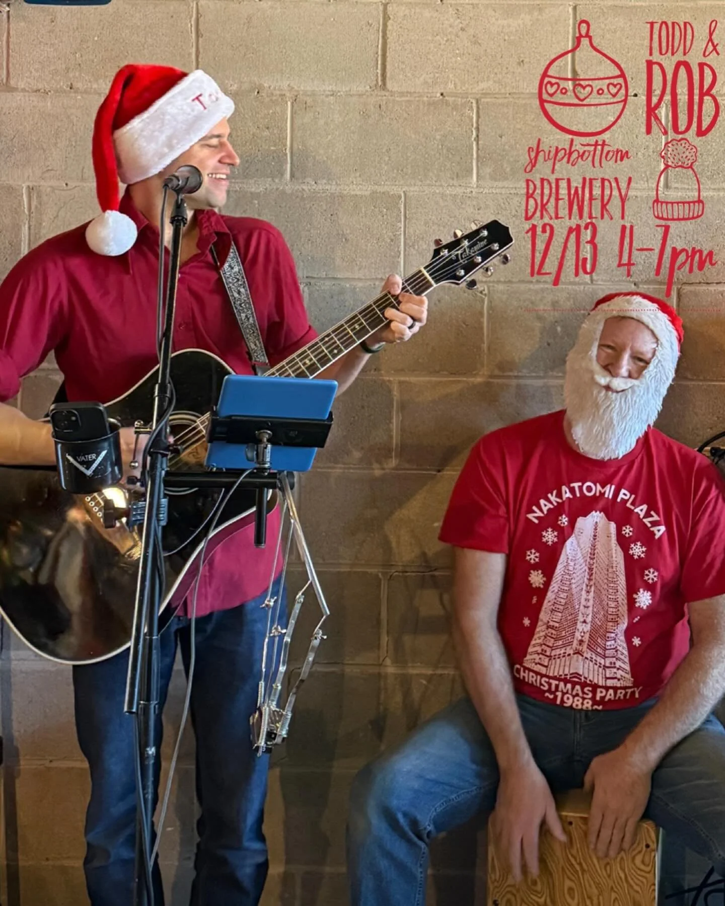 Ugly sweater party with music from myself and @robnvrhome from 4-7pm!  Today!  @shipbottombrewery #livemusic #brewery #lbi #thebestwaytospreadchristmascheerissingingloudforalltohear