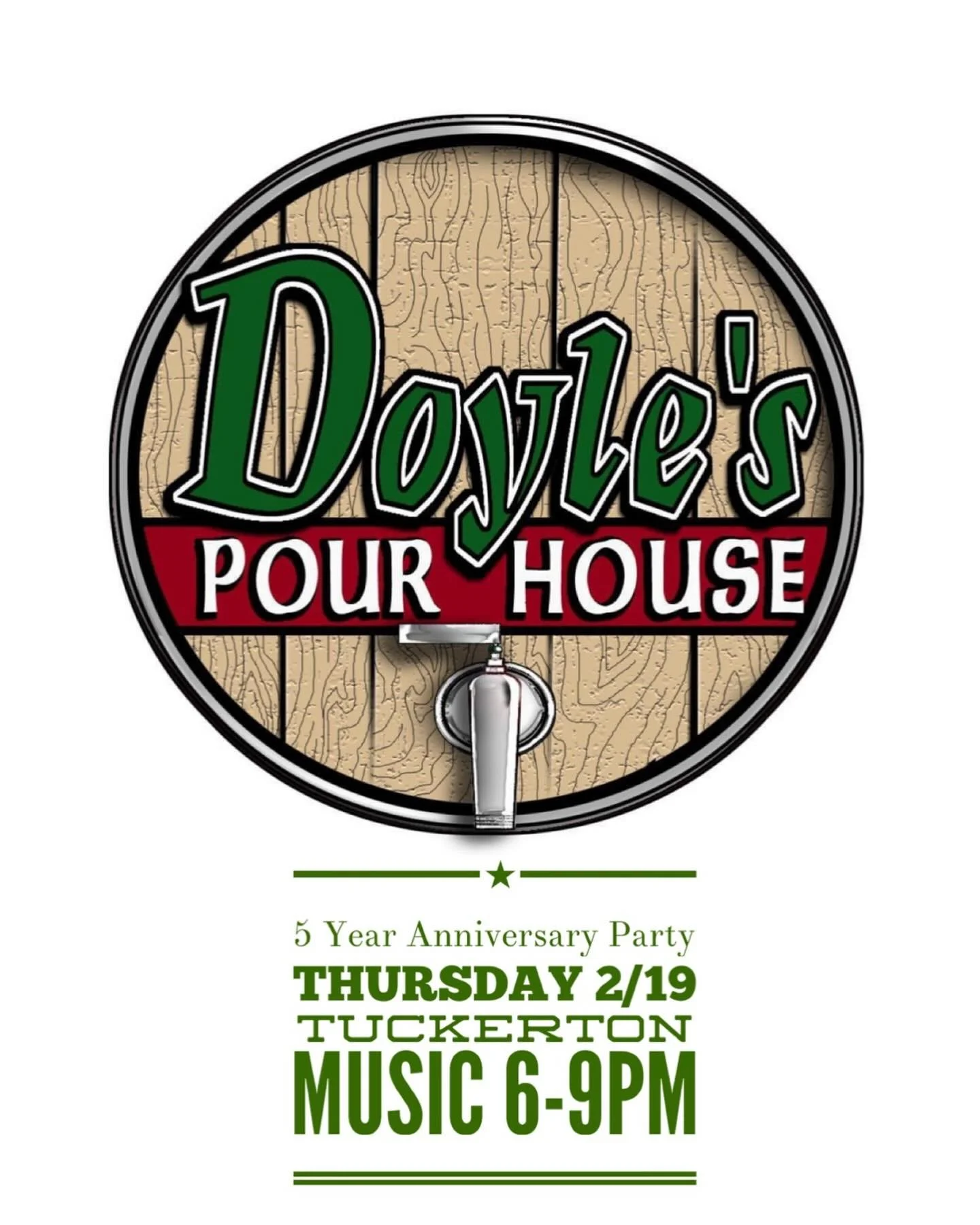 @doyles_pour_house_tuckerton Thursday to celebrate Lou and Danny&rsquo;s 5th year anniversary of ownership. Music from 6-9. #livemusic #tuckerton #wings