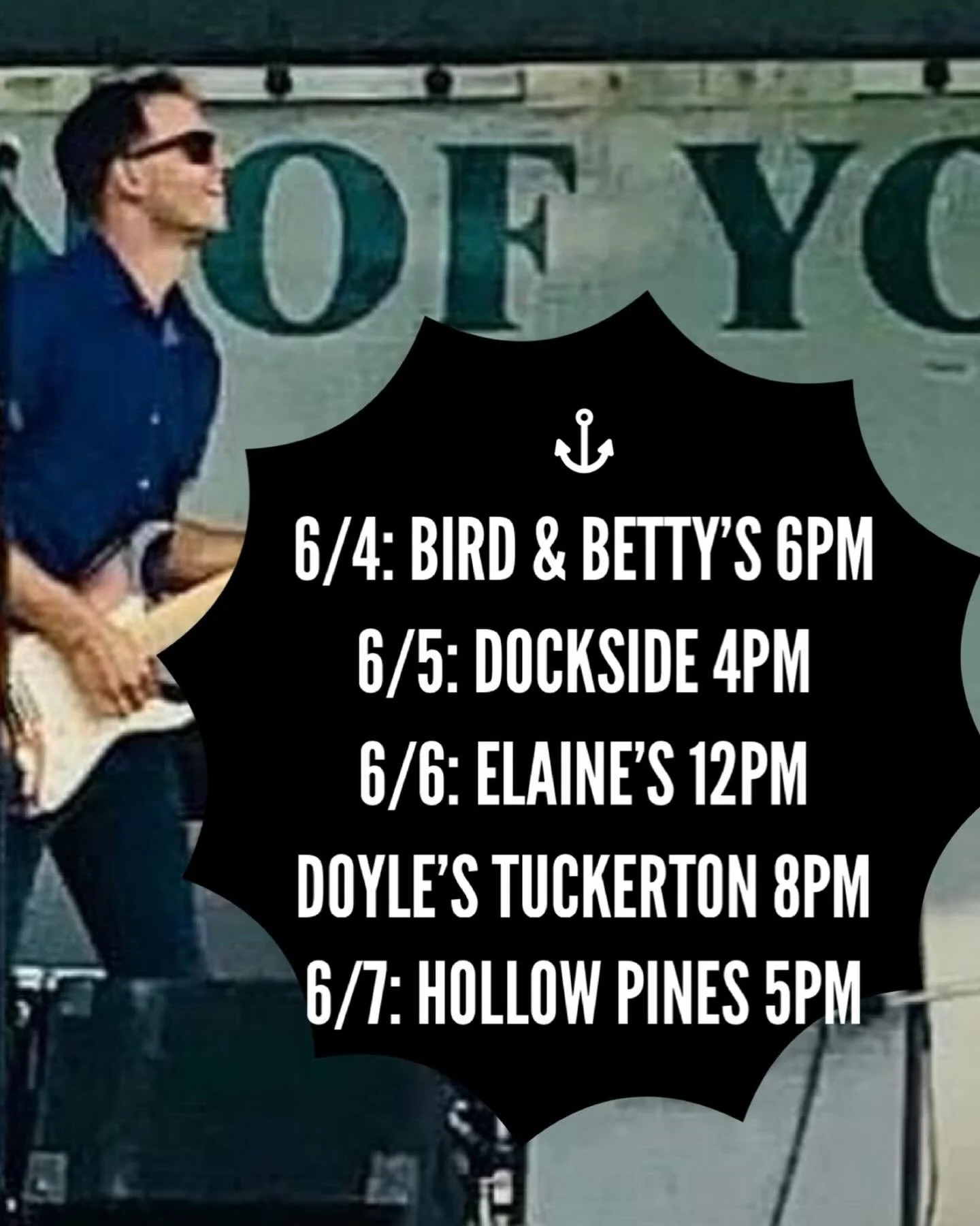 First week of June brings me to #lbi, #tuckerton, #capemay, and #westcreek. After a three day break, I&rsquo;ll be kicking things off with @thirdwheelbops for our Thursday residency with music and good vibes scheduled from 6-9pm. #livemusic