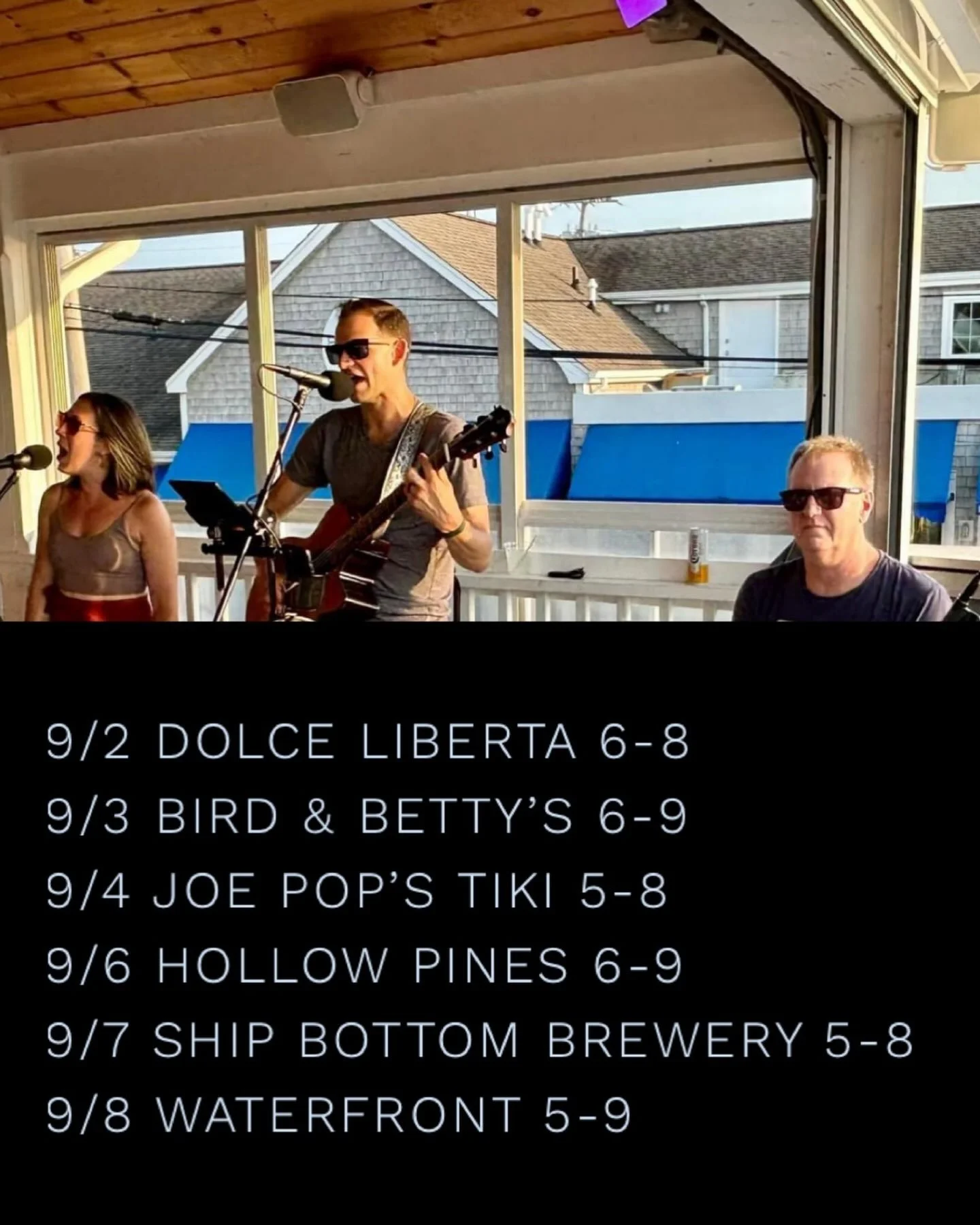 The LAST week of summer : LAST Wednesday to catch me at Dolce Liberta, LAST Thursday to catch @thirdwheelbops at Bird &amp; Betty&rsquo;s, LAST Sunday to catch me by the fire pits at Hollow Pines, LAST Monday to catch @robnvrhome and I at Ship Bottom