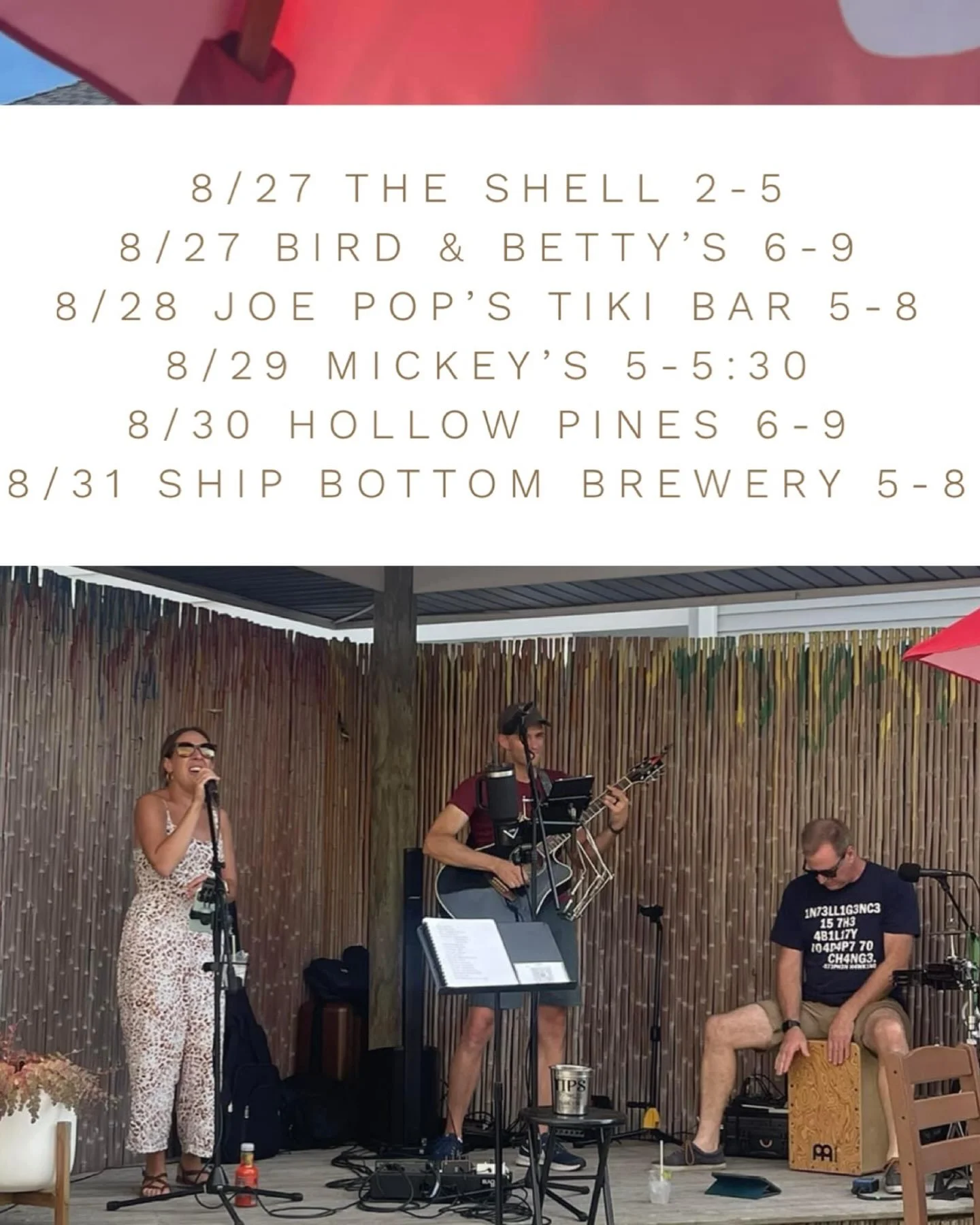Closing out August. Note we&rsquo;re back to 6-9 at Bird &amp; Betty&rsquo;s this week! #livemusic #lbi #tuckerton #westcreek