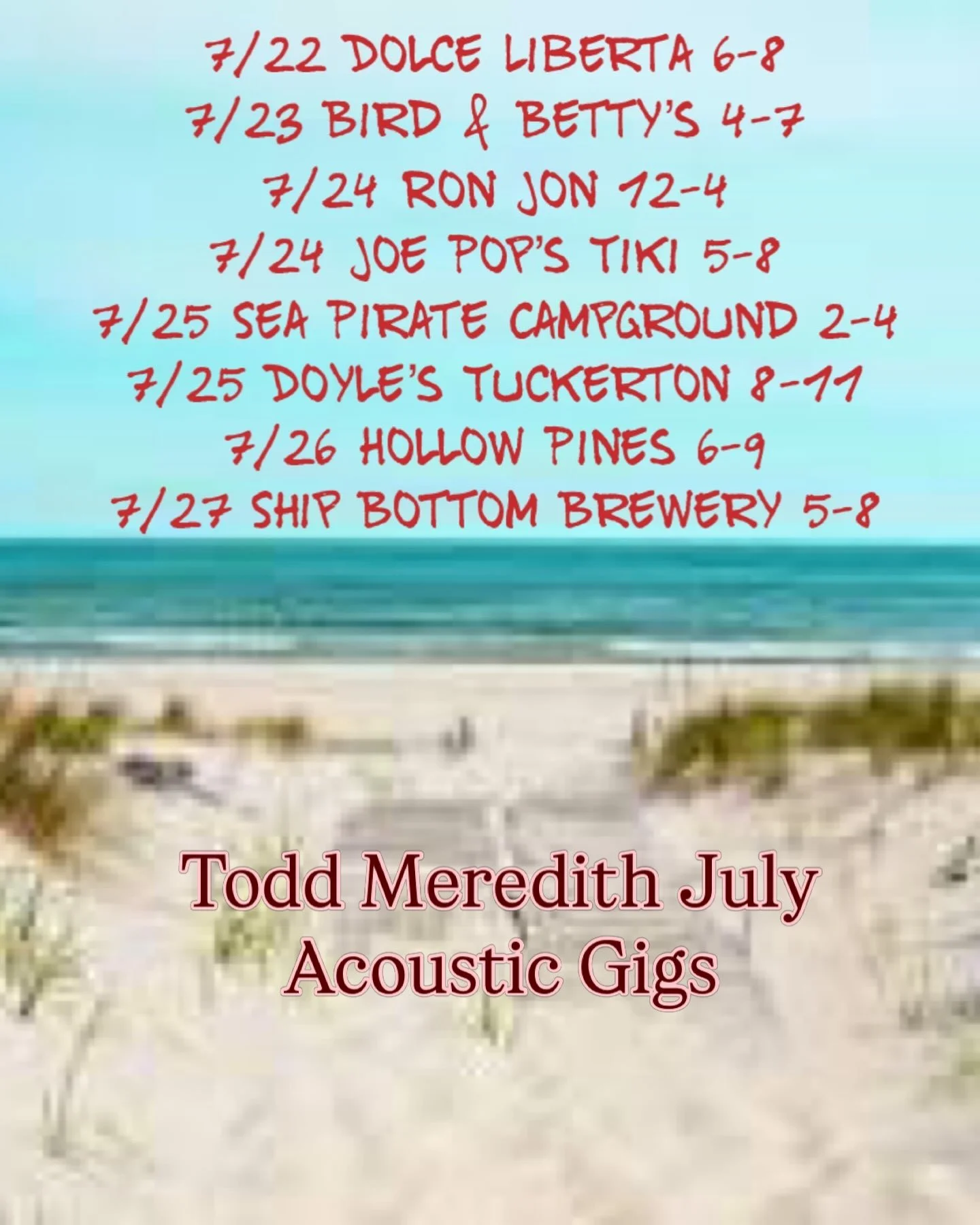 Closing out July strong. Please note the time change Thursday at Bird &amp; Betty&rsquo;s. Earlier start. #livemusic #lbi #manahawkin #tuckerton #westcreek