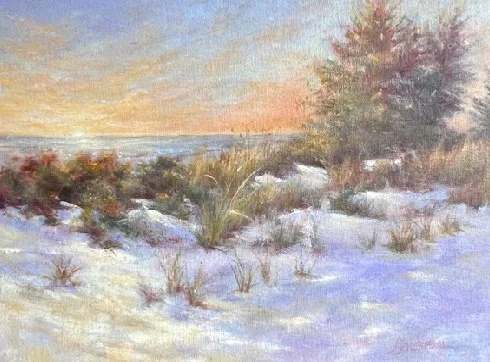 Ana Maria Beach Sunset, oil on linen