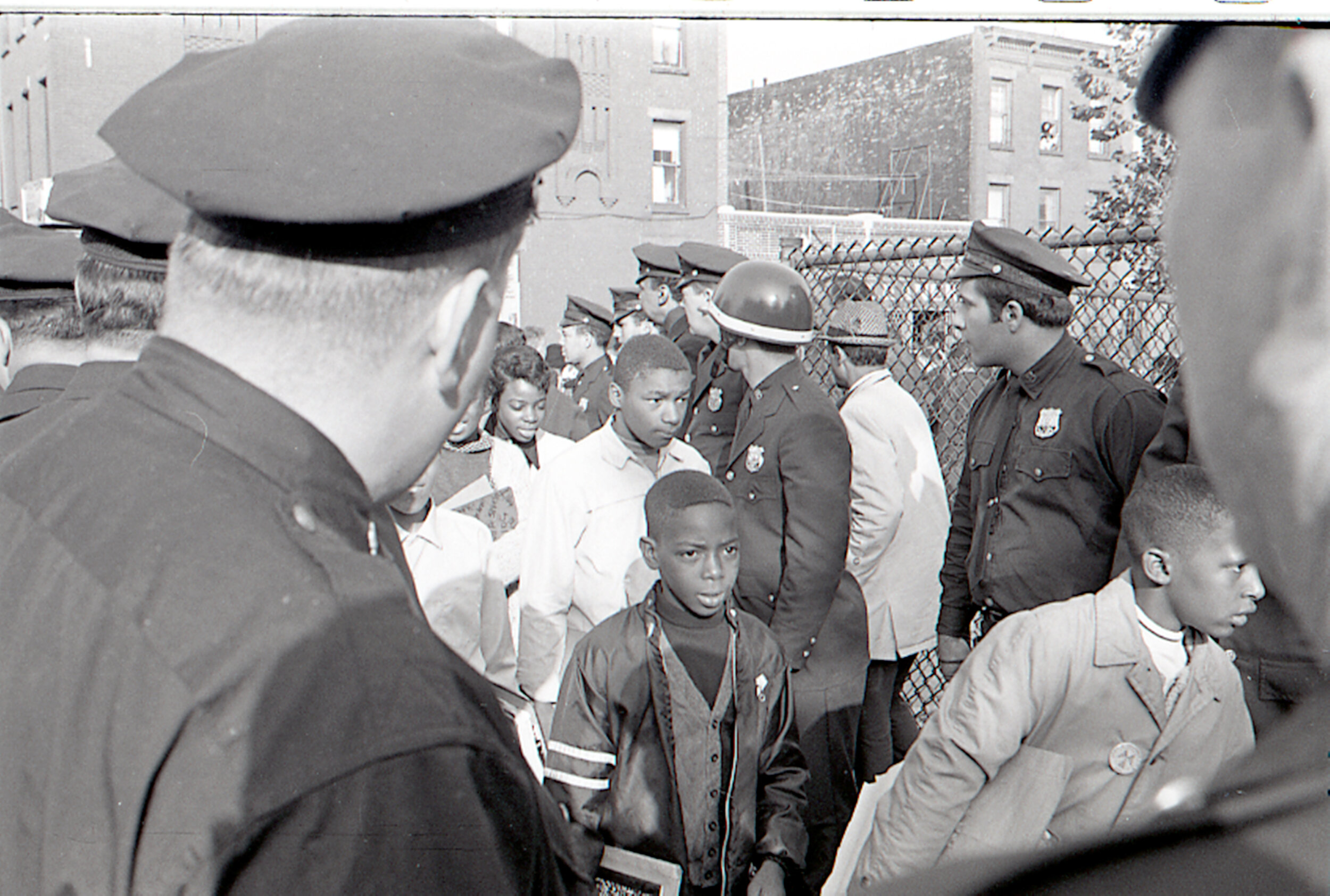  Students approaching Junior High School 271, 1968. 