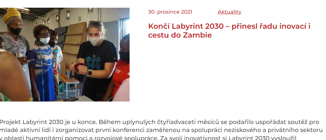 CZE: Labyrint 2030, Caritas Czech republic