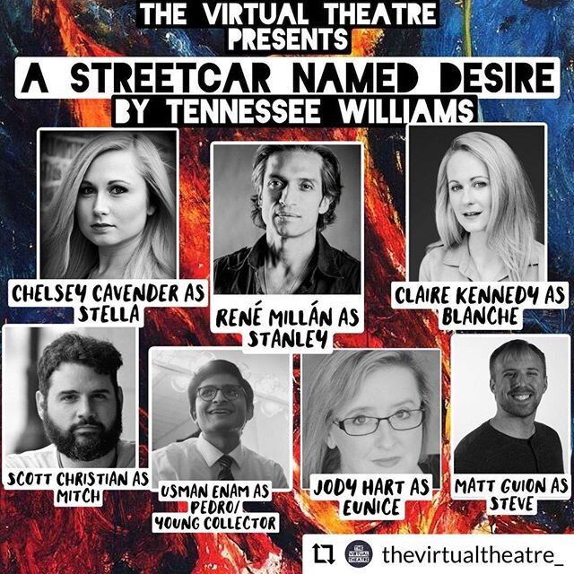 #Repost @thevirtualtheatre_
- - - - - -
Meet the cast!
- - - - - - &ldquo;Zoom Theatre&rdquo;...the Wild West. Excited to be collaborating with The Virtual Theatre during this time in our world!
 #virtualtheatre #astreetcarnameddesire #tennesseewilli