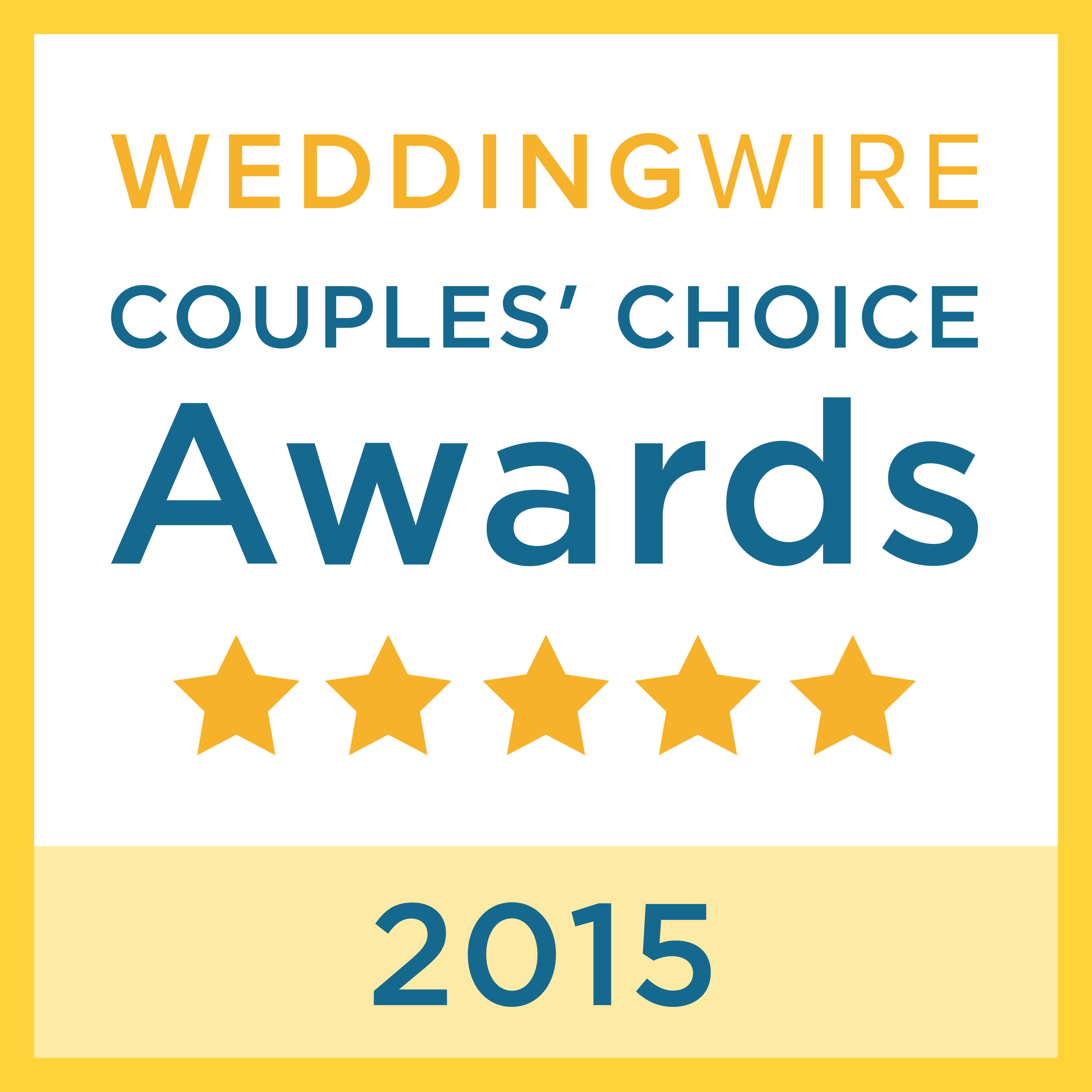 WeddingWire Couples' Choice Award 2015 Winner