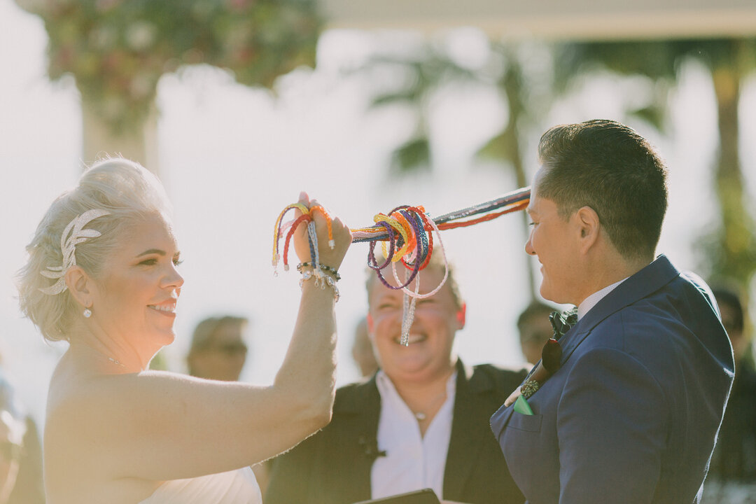 HANDFASTING: There are multiple ways that a handfasting can be done, but I believe that &quot;tying the knot&quot; has to be done by my couple. We can all cheer them on and help - whether that means that the ribbons or cords are wrapped around their 