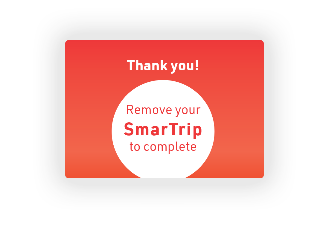 3. Completion screen after purchasing SmarTrip.