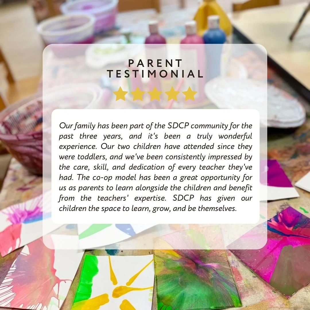 See what our families have to say about SDCP. Grateful for this community we have 🫶🏾

#parenttestimonial #sandiegopreschool #sdpreschool #sandiegochildcare #sdcp #sandiegocooperativepreschool #playbasedpreschool