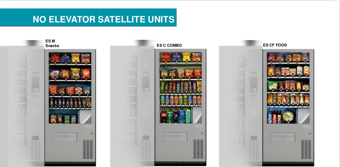 No-elevator satellite units, showing options with and without refrigeration