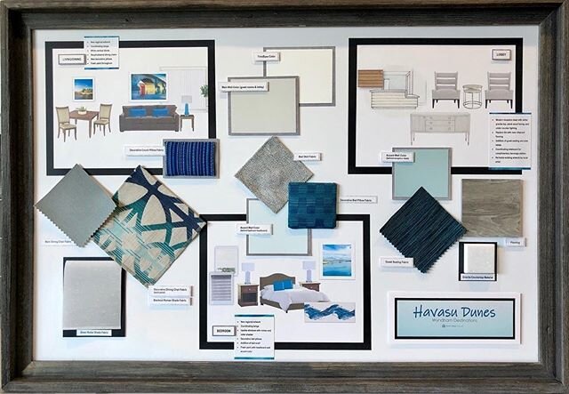 Transformation Tuesday! 📣⁠⠀
Back in November I shared these design boards I created for a soft-renovation project aimed to brighten up guest units at a hospitality property in Lake Havasu City. They liked both designs so much they asked us to instal