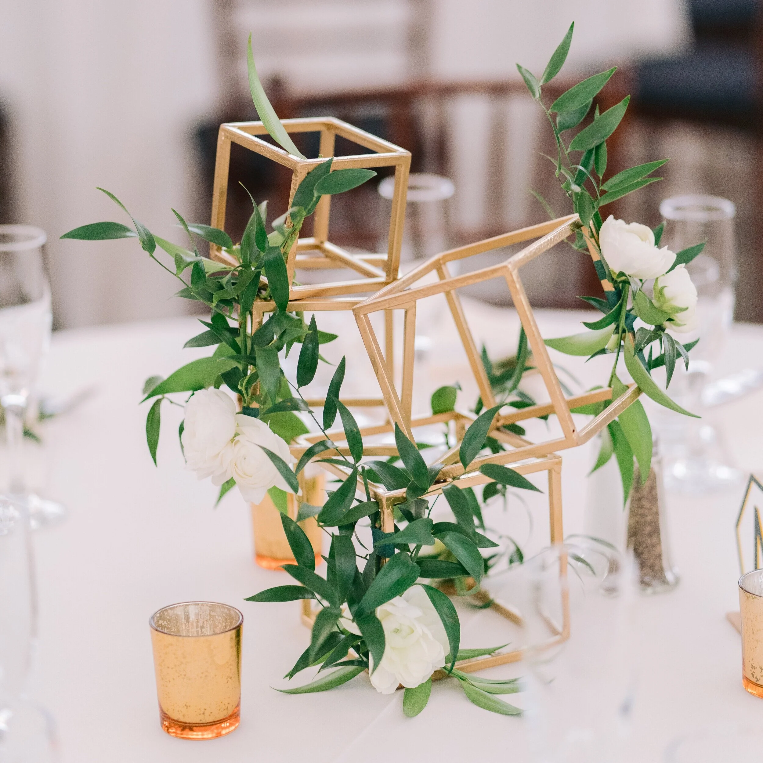 Gold Geometric Themed Wedding Centerpieces and Decor | WEDDING