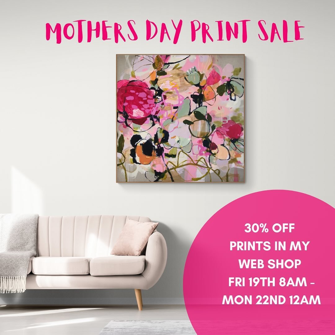 Another Mother&rsquo;s Day treat...PRINT SALE!!! I&rsquo;m giving 30% off all the prints in my shop INCLUDING STRETCHING &amp; FRAMING.... yes you heard me correctly. How fantastic! 

SALE starts 
Friday 19th 8am until 
Monday the 22nd at midnight. 
