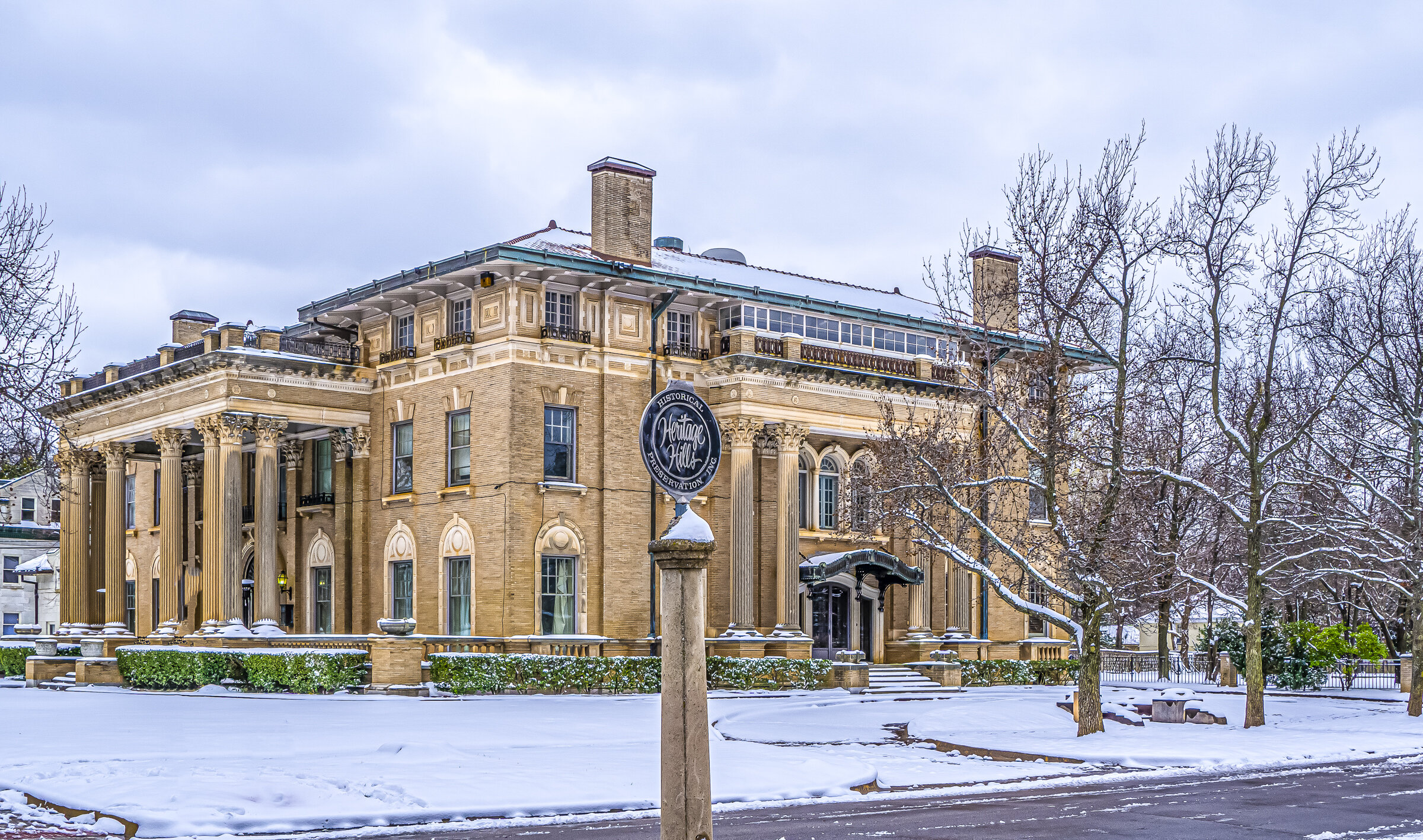 Heritage Hills Mansion in Snow