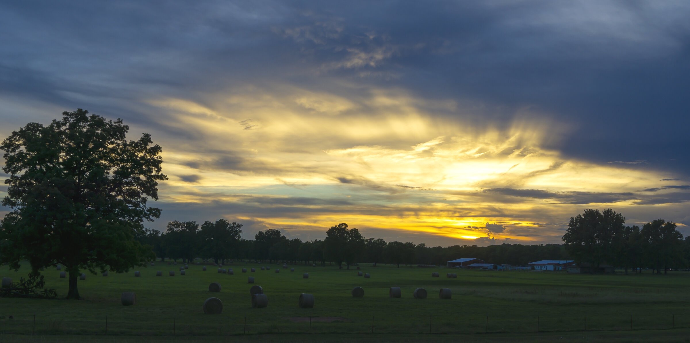 Sunset over Oklahoma Farm