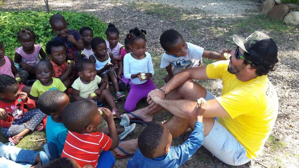 Volunteer with children