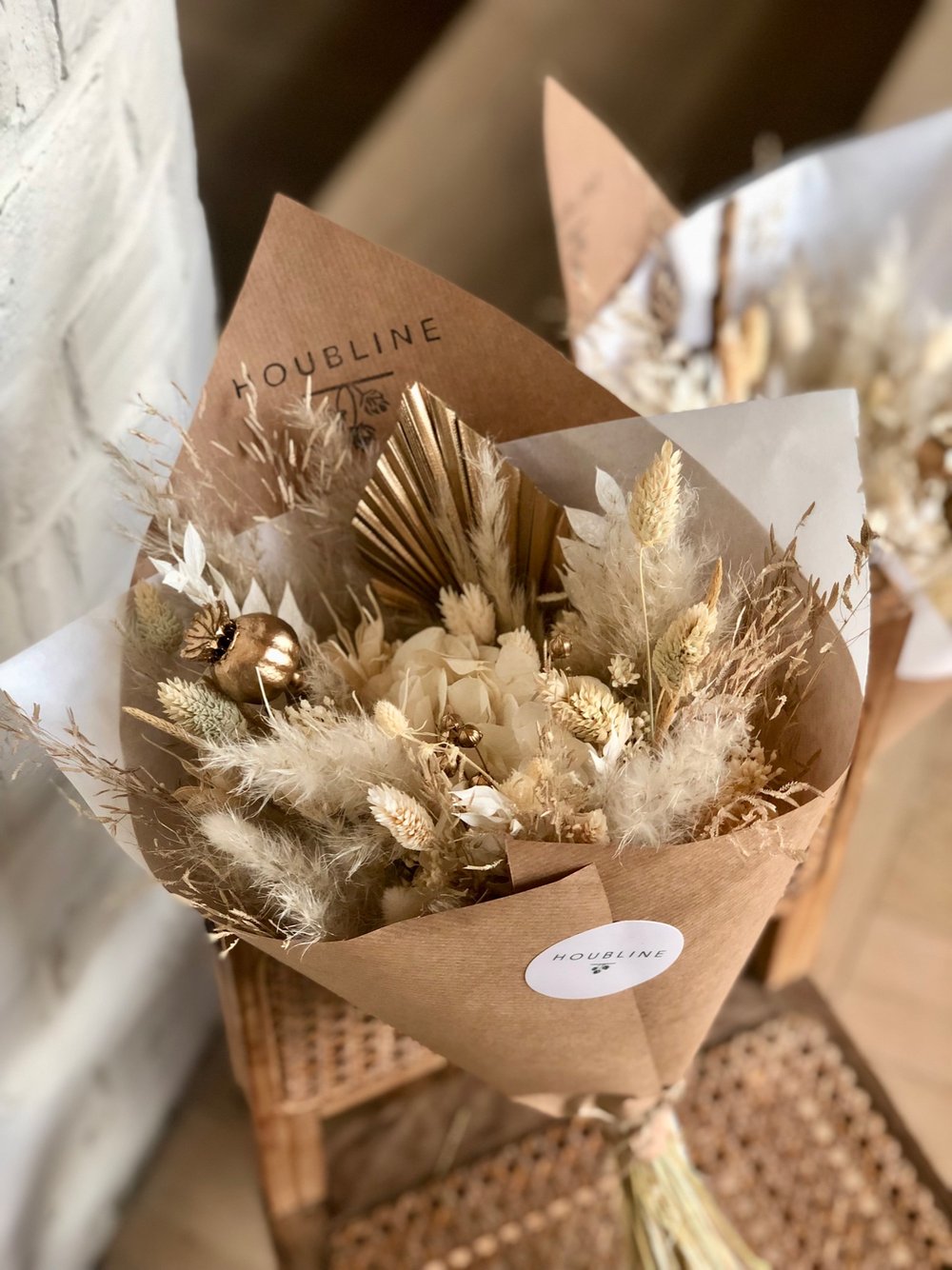 Bouquet de Noël doré — Houbline - Fleurs séchées et Houblon des Flandres