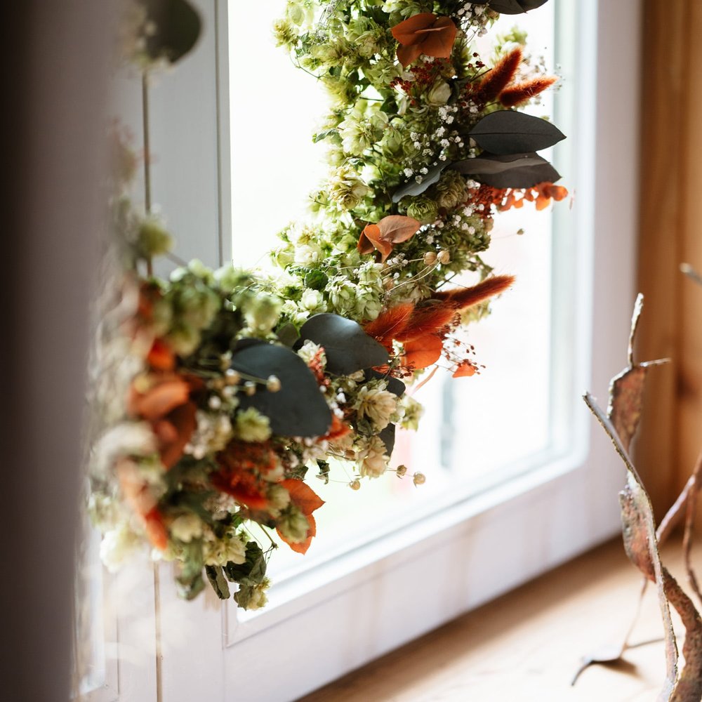 Guirlande de Noël — Houbline - Fleurs séchées et Houblon des Flandres