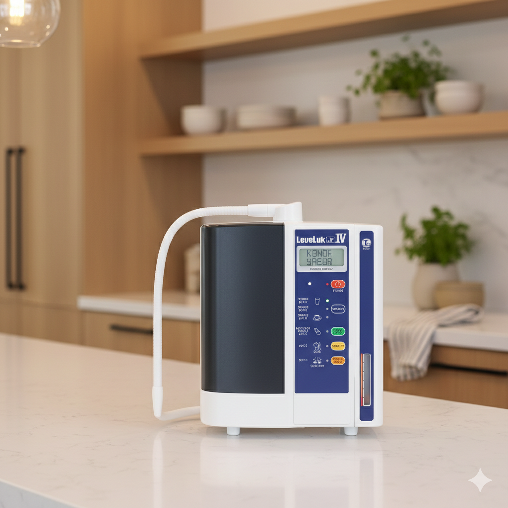 Enagic Leveluk JRIV Kangen Water ionizer, compact 4-plate model for sustainable hydration in Europe.