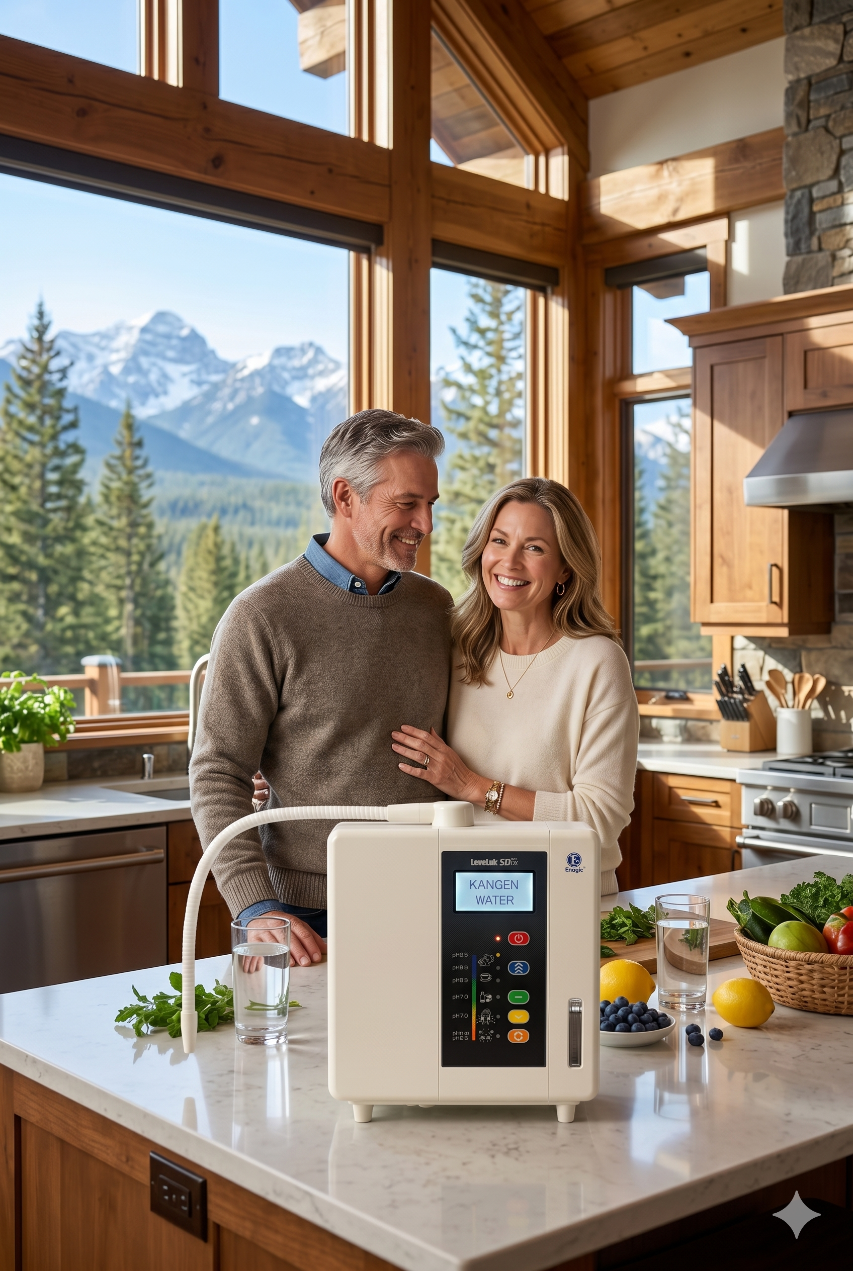 Enagic Leveluk SD501DX Kangen Water machine on a modern kitchen counter, available for direct delivery in Canada.